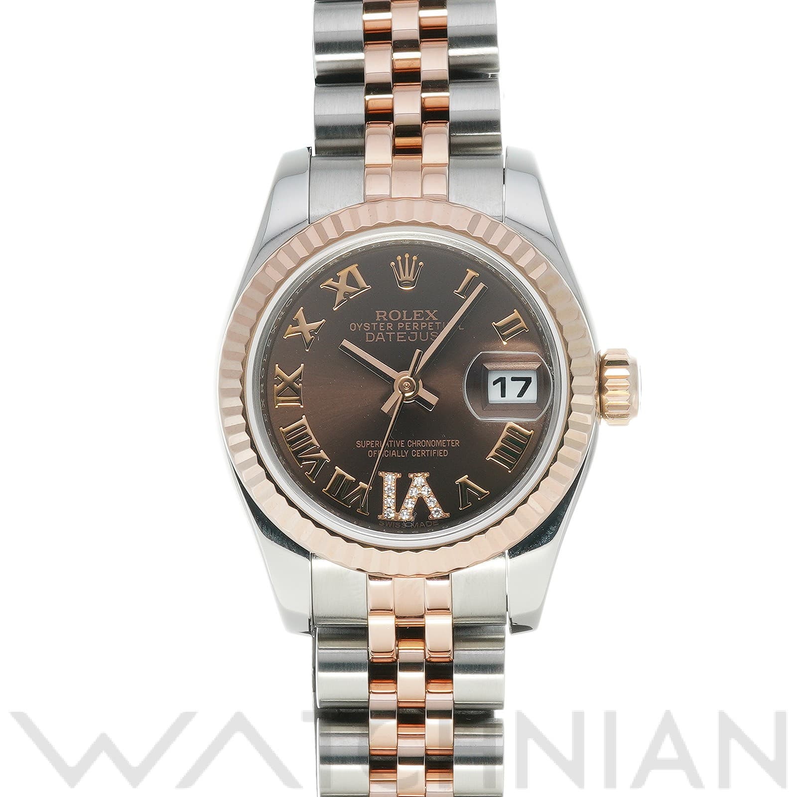 ロレックス レディ デイトジャスト 26 179171 チョコレート/ダイヤモンド レディース 時計 【中古】【wristwatch】