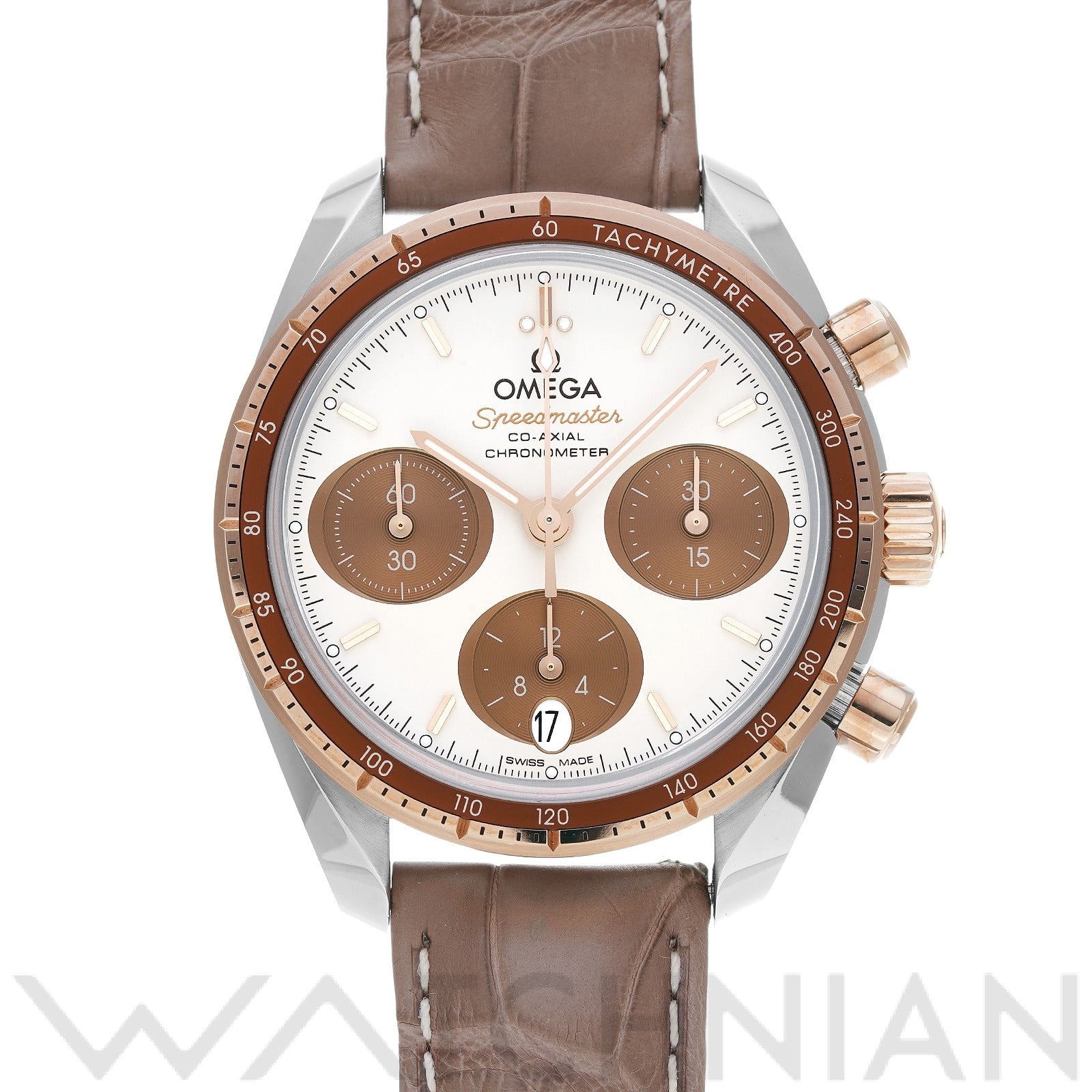 スピードマスター 38 コーアクシャル 324.23.38.50.02.002 カプチーノ/ブラウン オメガ OMEGA メンズ 【中古】