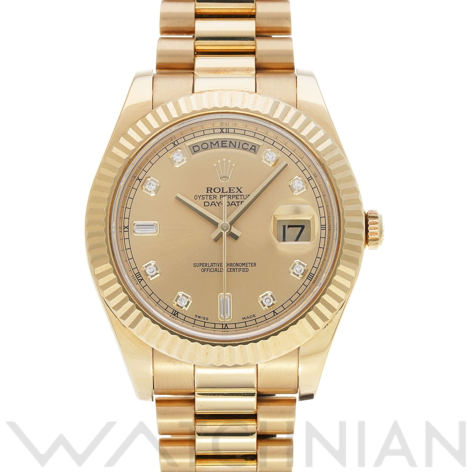 ロレックス デイデイトII 218238A シャンパン/ダイヤモンド メンズ 時計 【中古】【wristwatch】