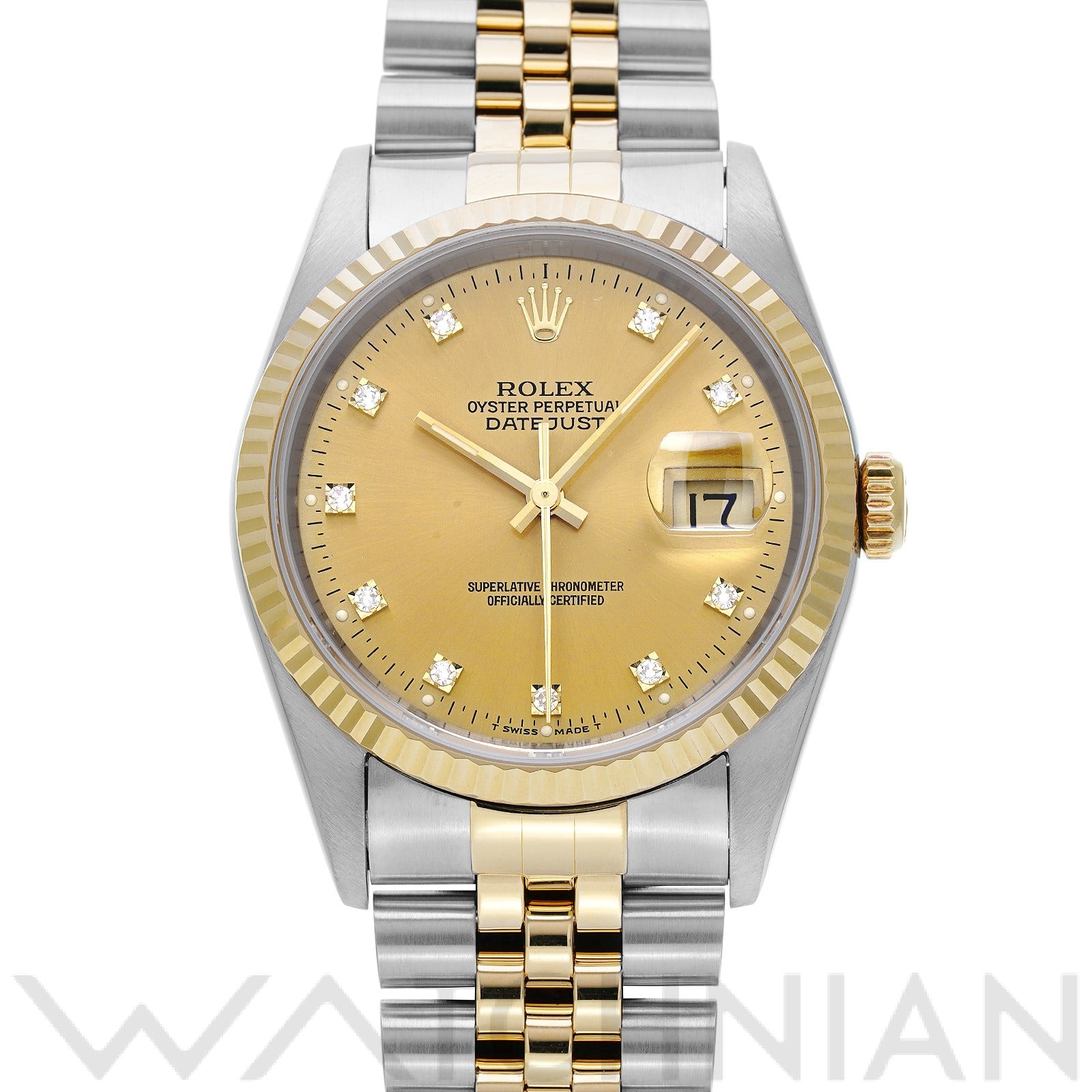 ロレックス デイトジャスト 36 16233G シャンパン/ダイヤモンド メンズ 時計 【中古】【wristwatch】