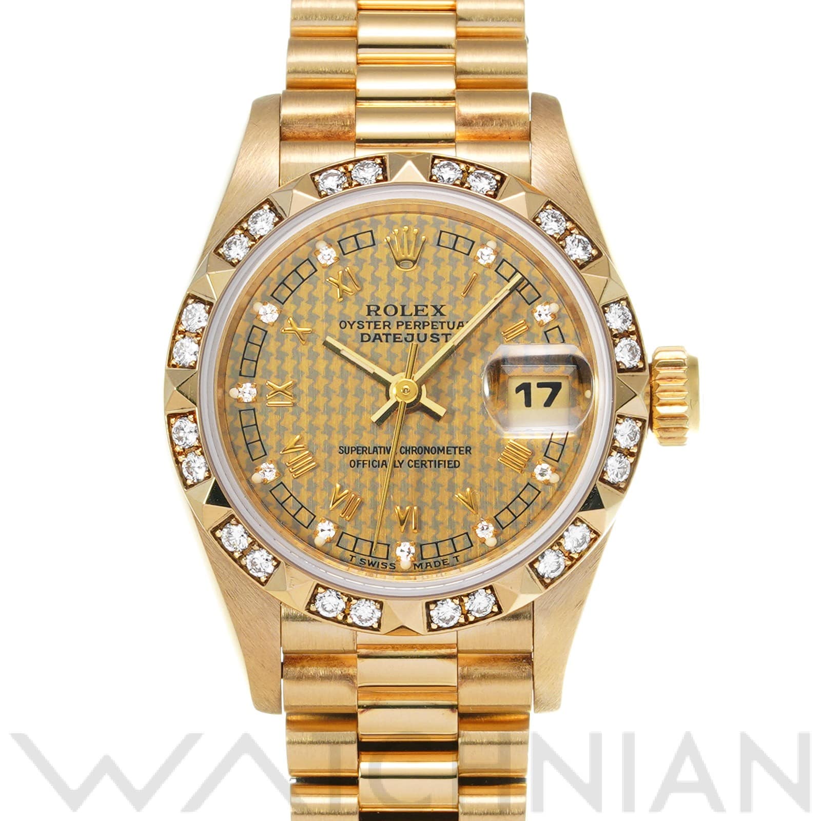 ロレックス デイトジャスト 26 69258 シャンパンハウンズトゥース/ダイヤモンド レディース 時計 【中古】【wristwatch】