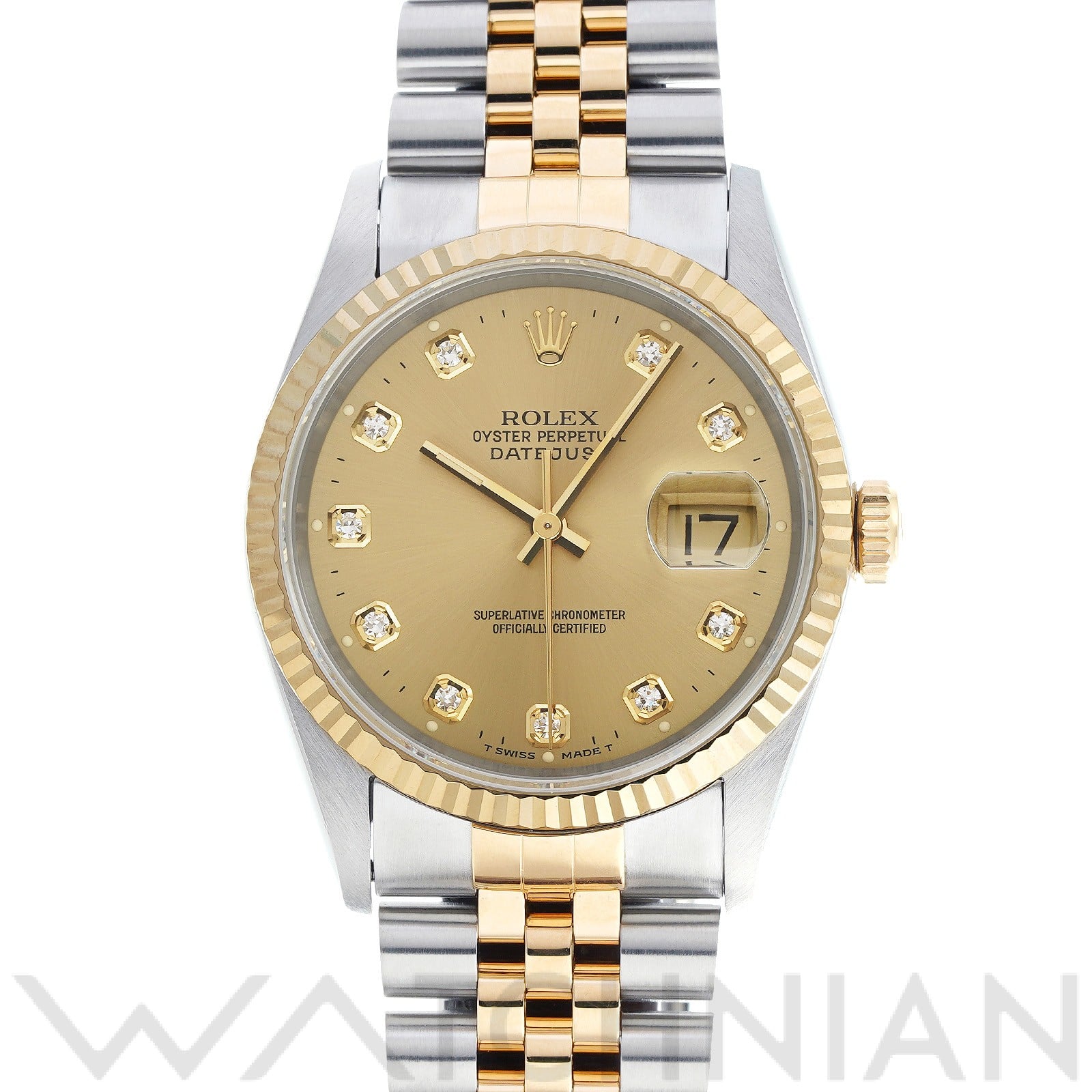 ロレックス デイトジャスト 16233G シャンパン/ダイヤモンド メンズ 時計 【中古】【wristwatch】