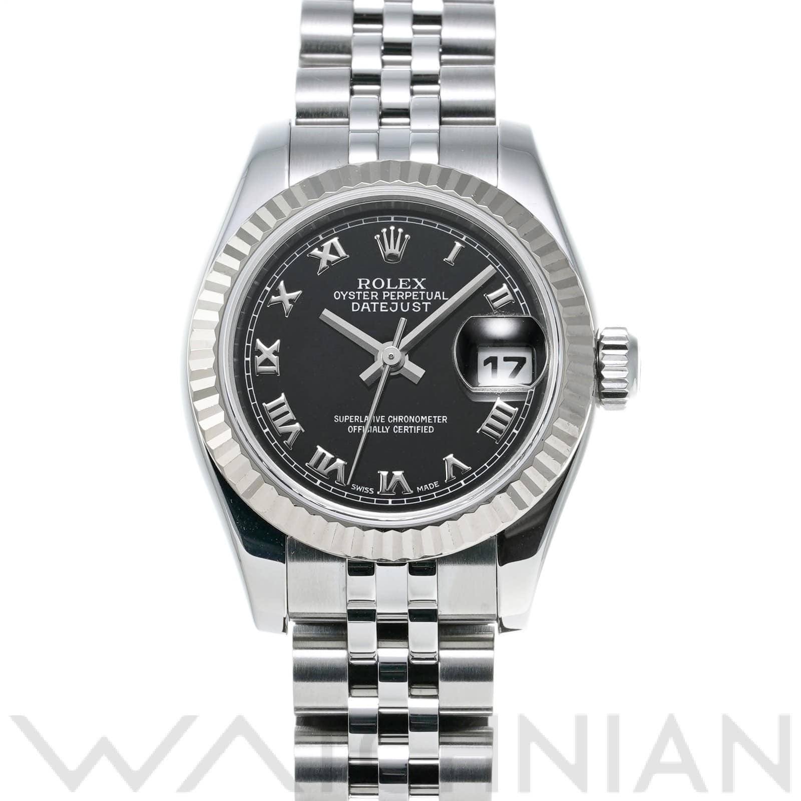 ロレックス デイトジャスト 26 179174 ブラック レディース 時計 【中古】【wristwatch】