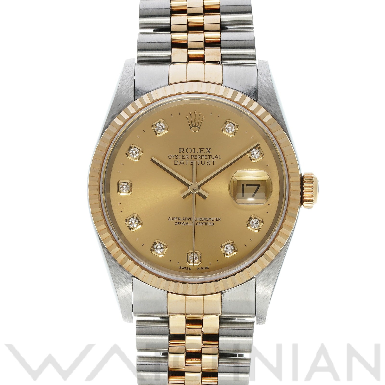 ロレックス デイトジャスト 16233G シャンパン/ダイヤモンド メンズ 時計 【中古】【wristwatch】