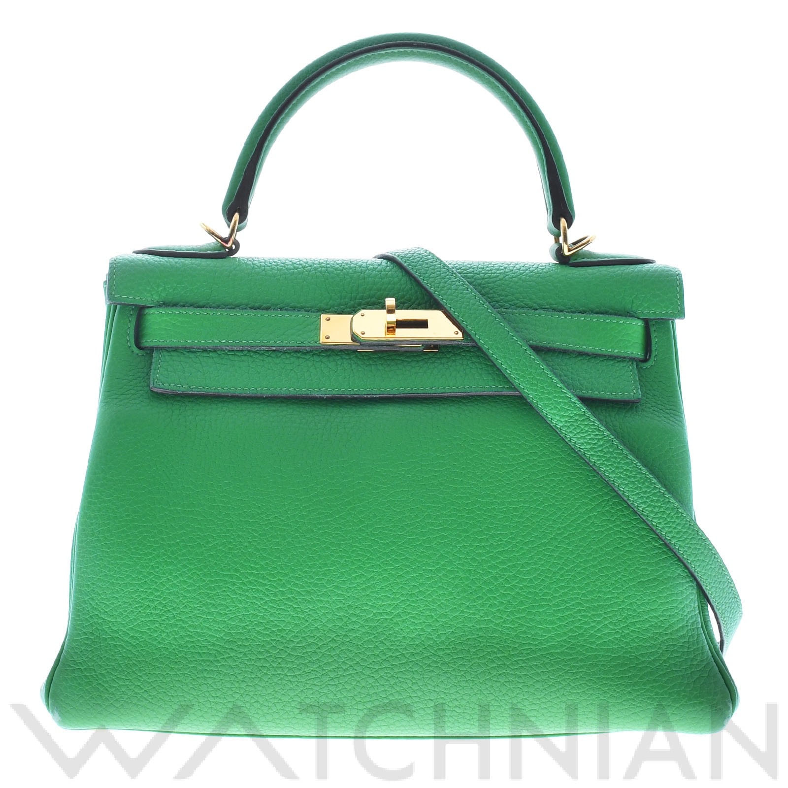 ケリー 28 内縫い 2WAY バンブー/ゴールド金具 トリヨンクレマンス HERMES エルメス レディース 【中古】