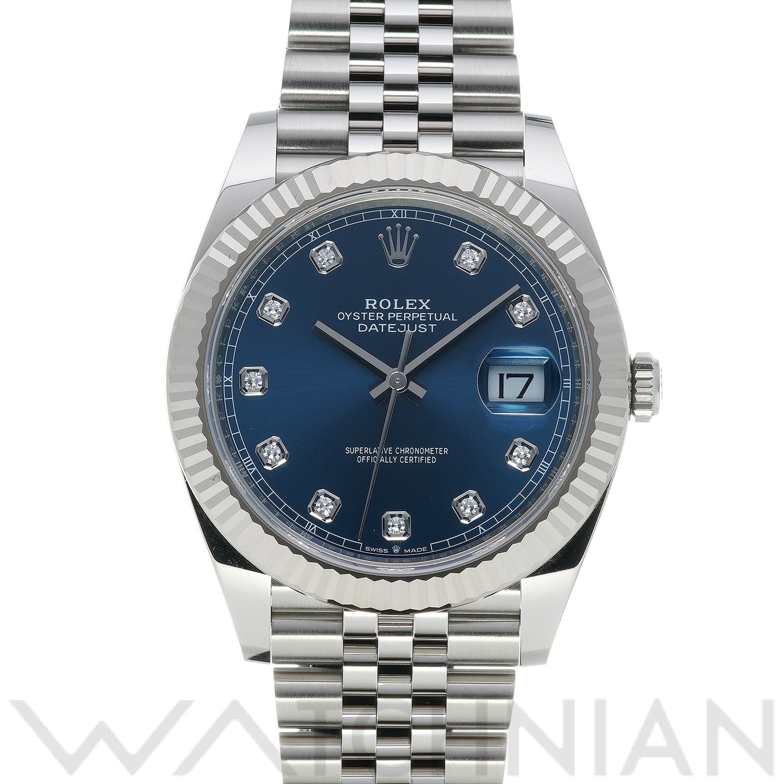 デイトジャスト 41 126334G ランダムシリアル ブライトブルー/ダイヤモンド ロレックス ROLEX メンズ 【中古】