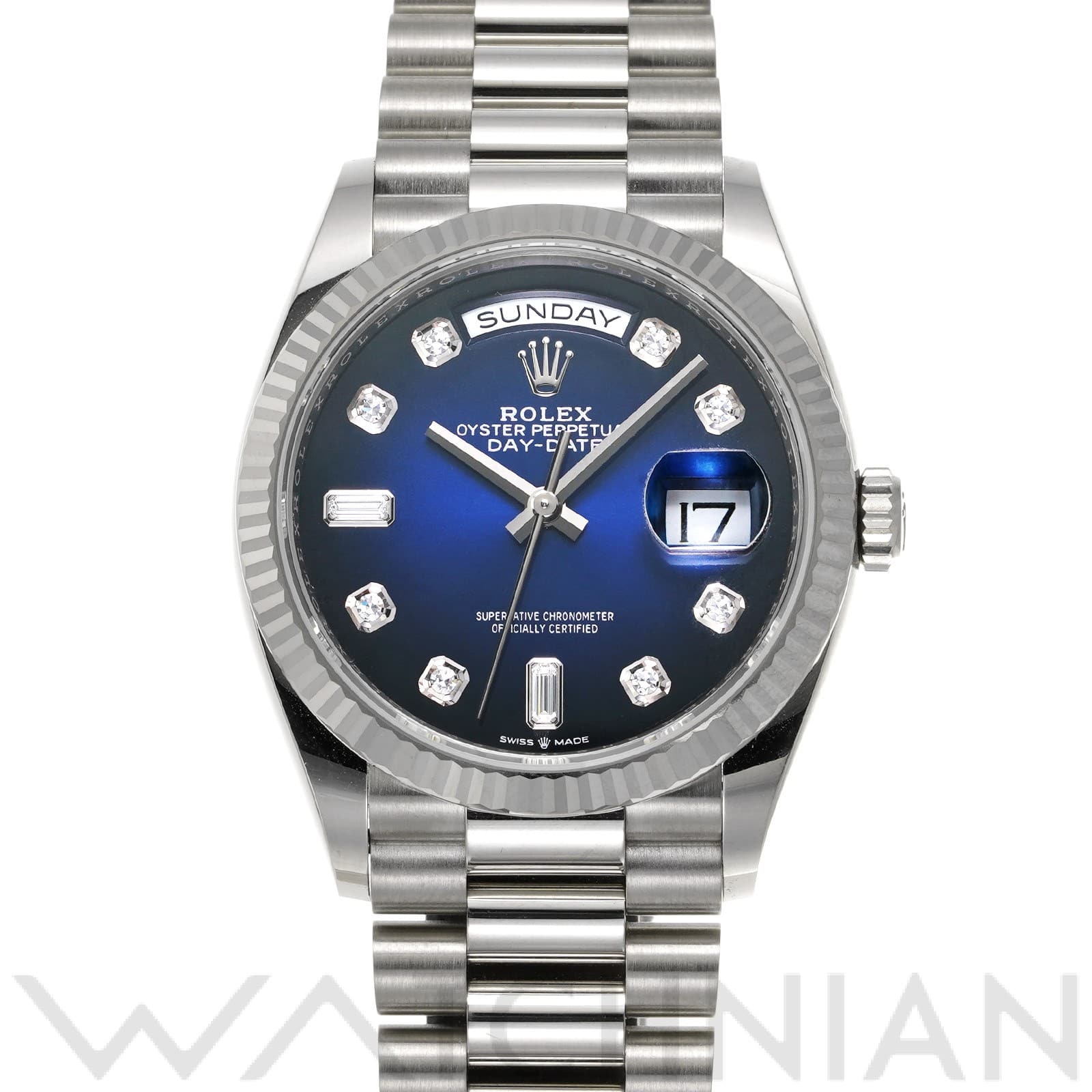 ロレックス デイデイト 36 128239A ブルーオンブレ/ダイヤモンド メンズ 時計 【中古】【wristwatch】