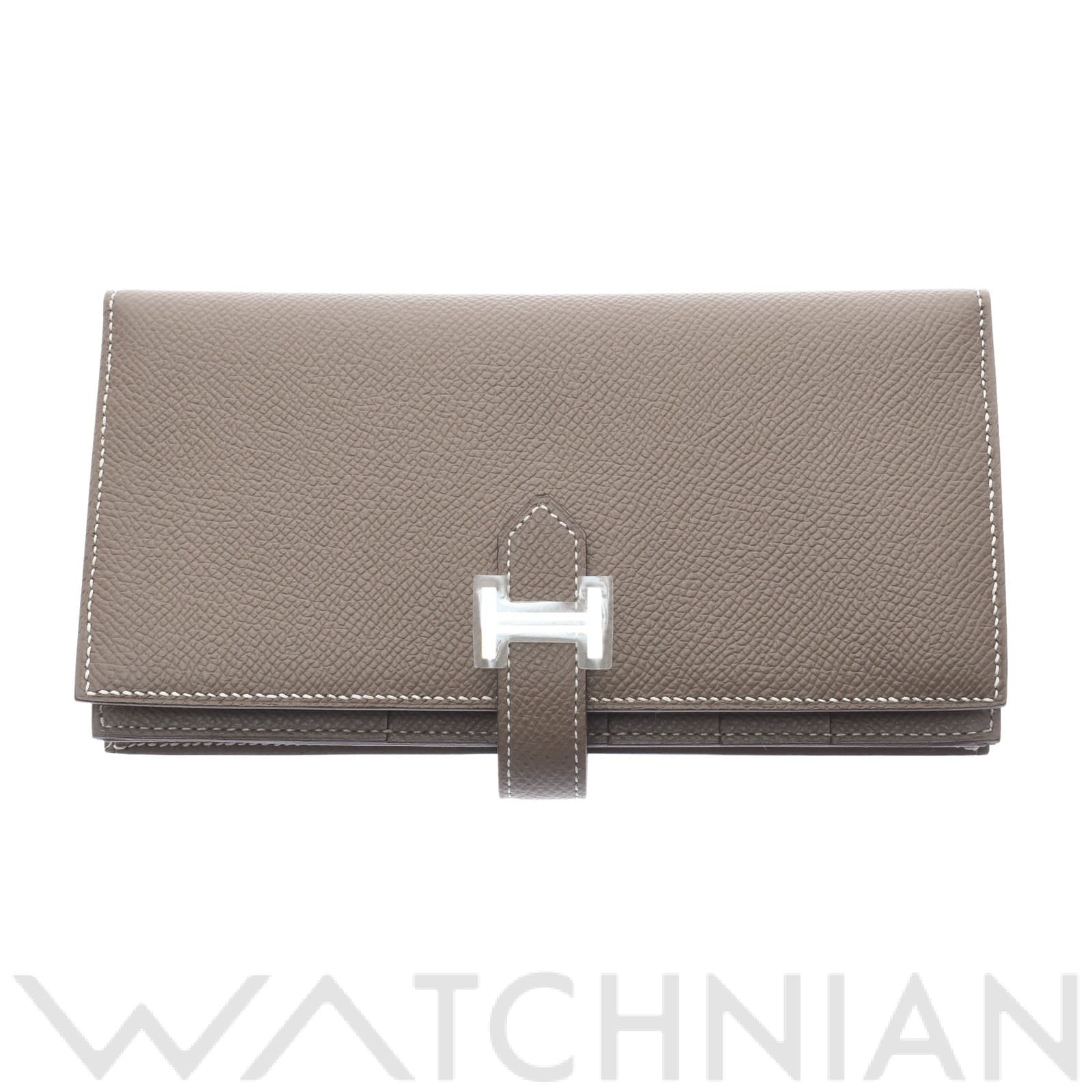 エルメス ベアン スフレ エトゥープ/パラジウム金具 ヴォーエプソン ユニセックス 財布 【未使用】【purse】