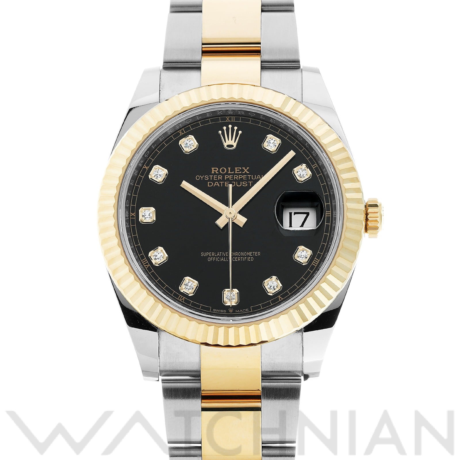 ロレックス デイトジャスト 41 126333G ブライトブラック/ダイヤモンド メンズ 時計 【中古】【wristwatch】