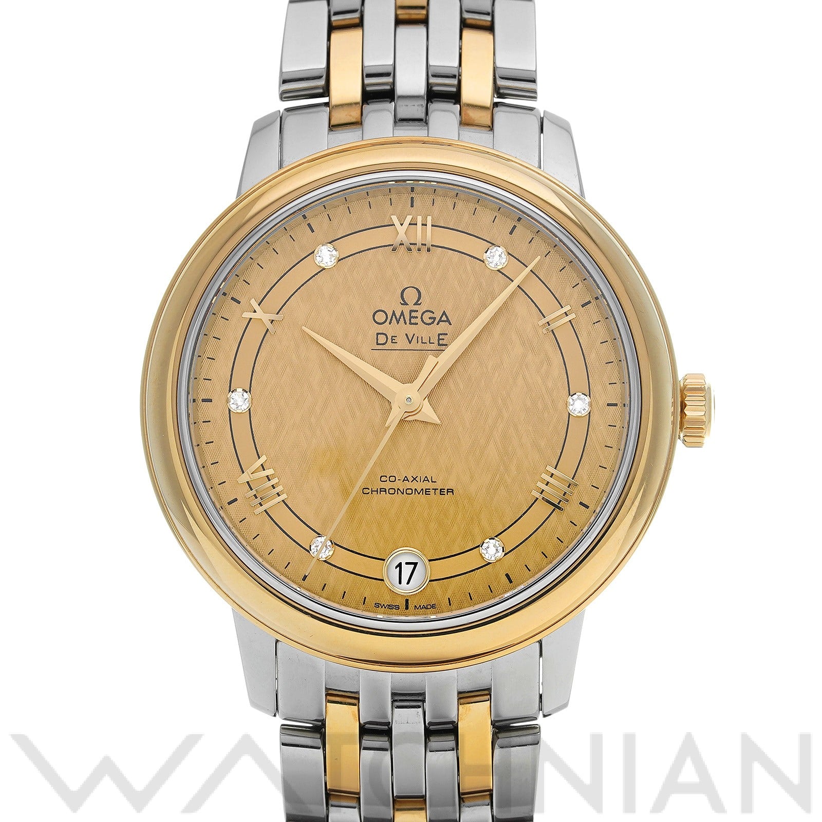 オメガ / OMEGA デ・ヴィル プレステージ コーアクシャル 424.20.33.20.58.003 シャンパン/ダイヤモンド レディース 時計 【中古】【wristwatch】