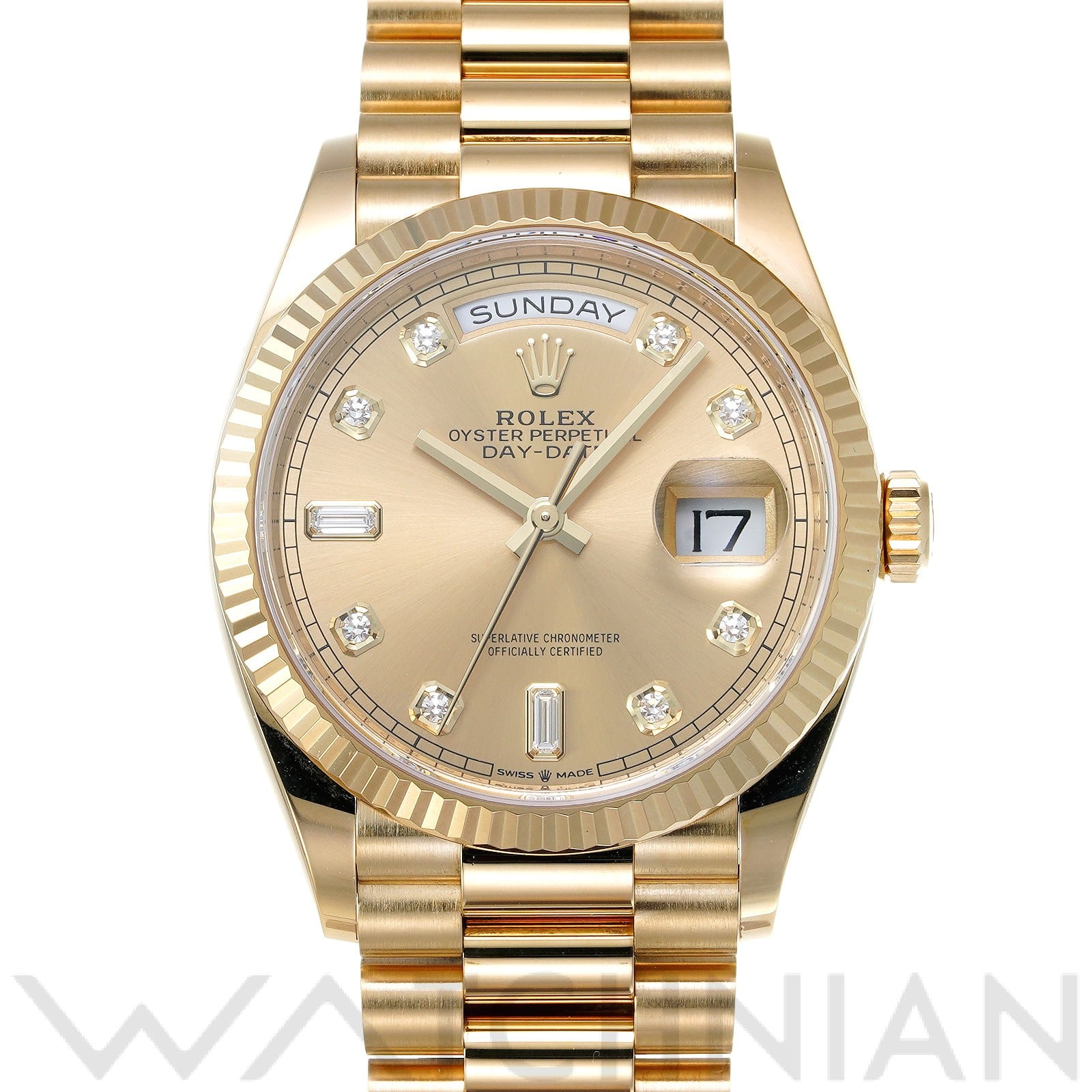 ロレックス デイデイト 36 128238A シャンパン/ダイヤモンド メンズ 時計 【中古】【wristwatch】
