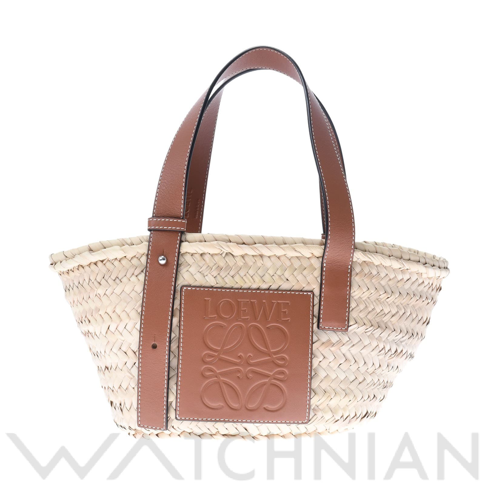 ロエベ バスケットバッグスモール 籠バッグ ナチュラル/タン 327.02.S93 ラフィア/カーフ レディース バッグ 【未使用】【bag】