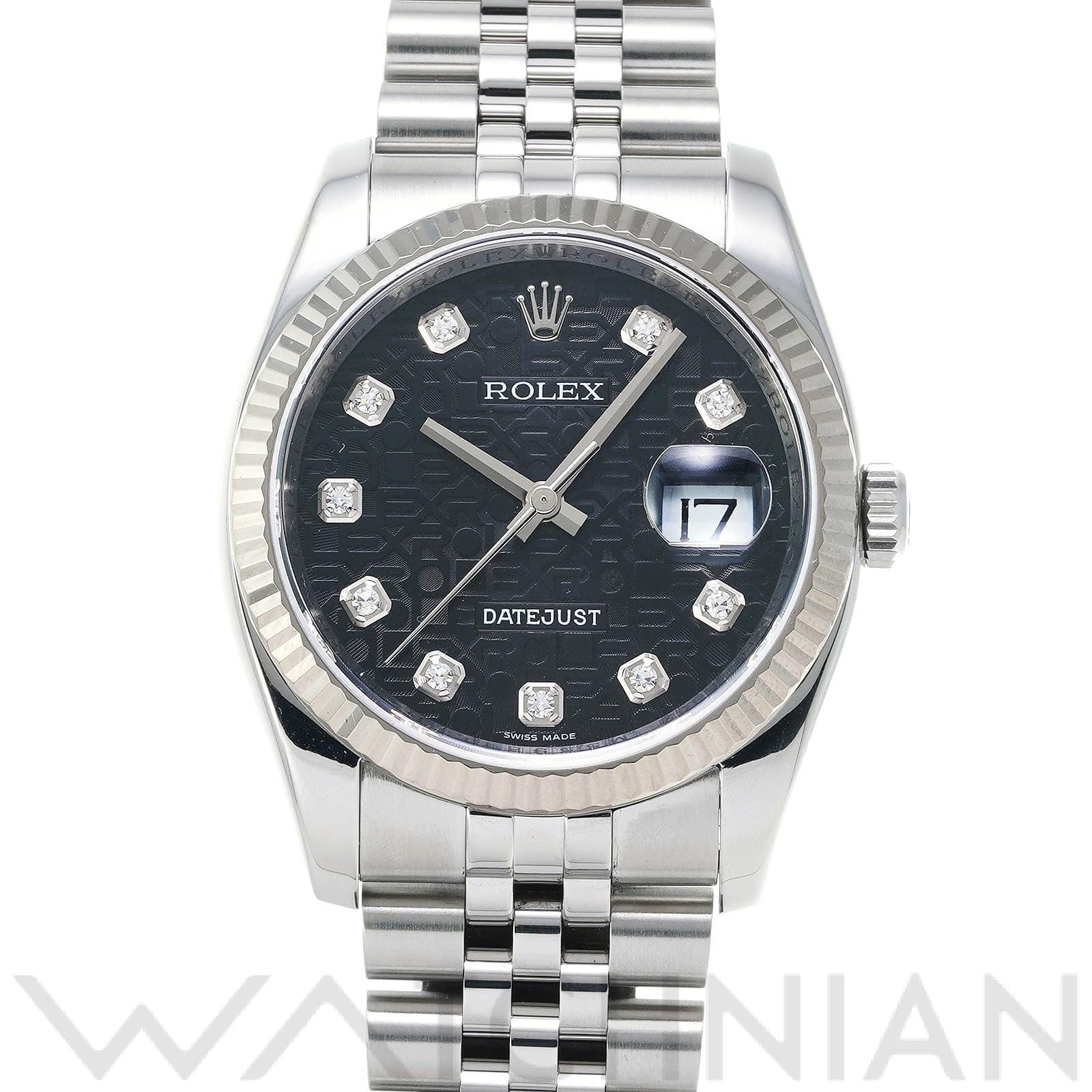 ロレックス デイトジャスト 36 116234G ブラックコンピュータ/ダイヤモンド メンズ 時計 【中古】【wristwatch】