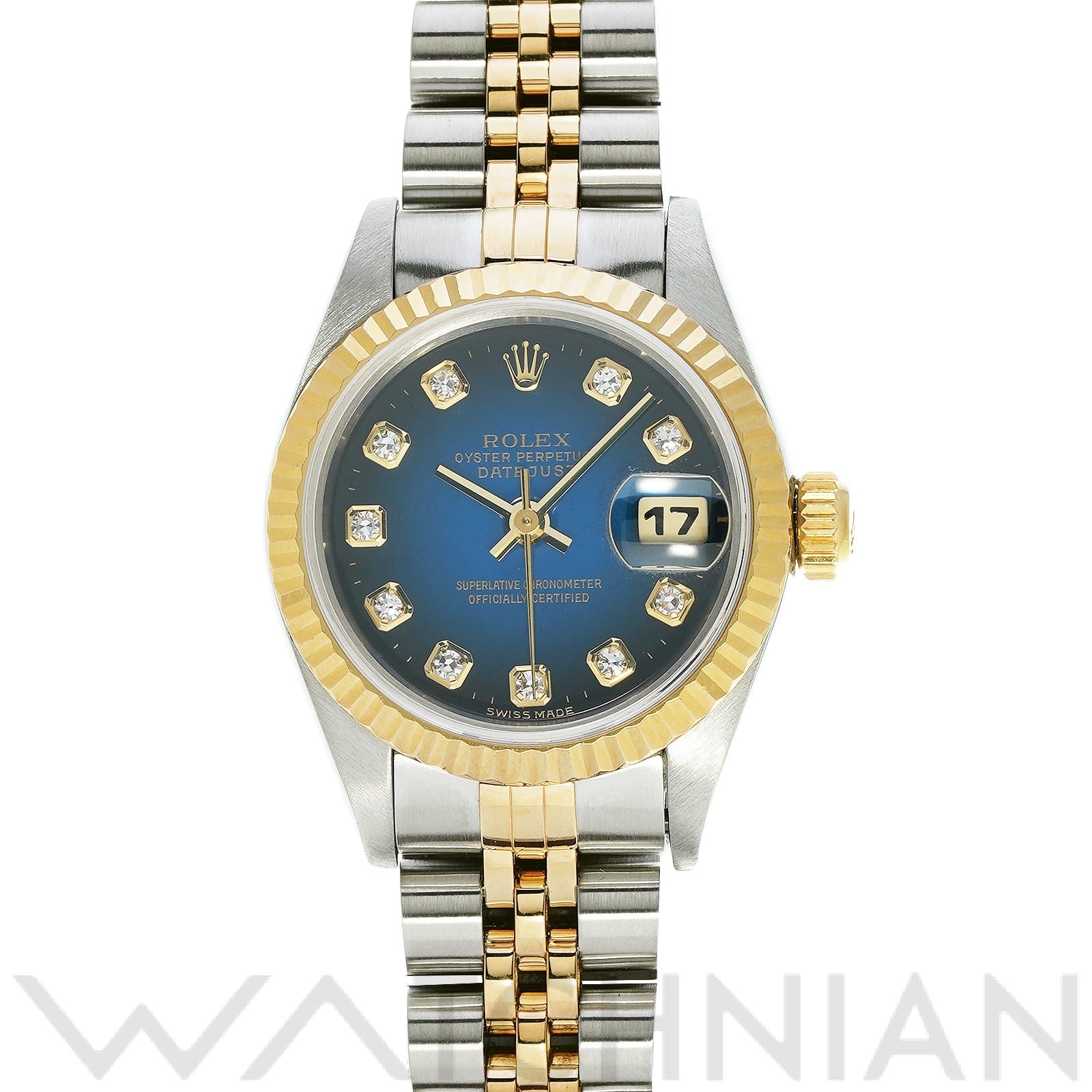 デイトジャスト 69173G U番(1997年頃製造) ブルー・グラデーション/ダイヤモンド ロレックス ROLEX レディース 【中古】