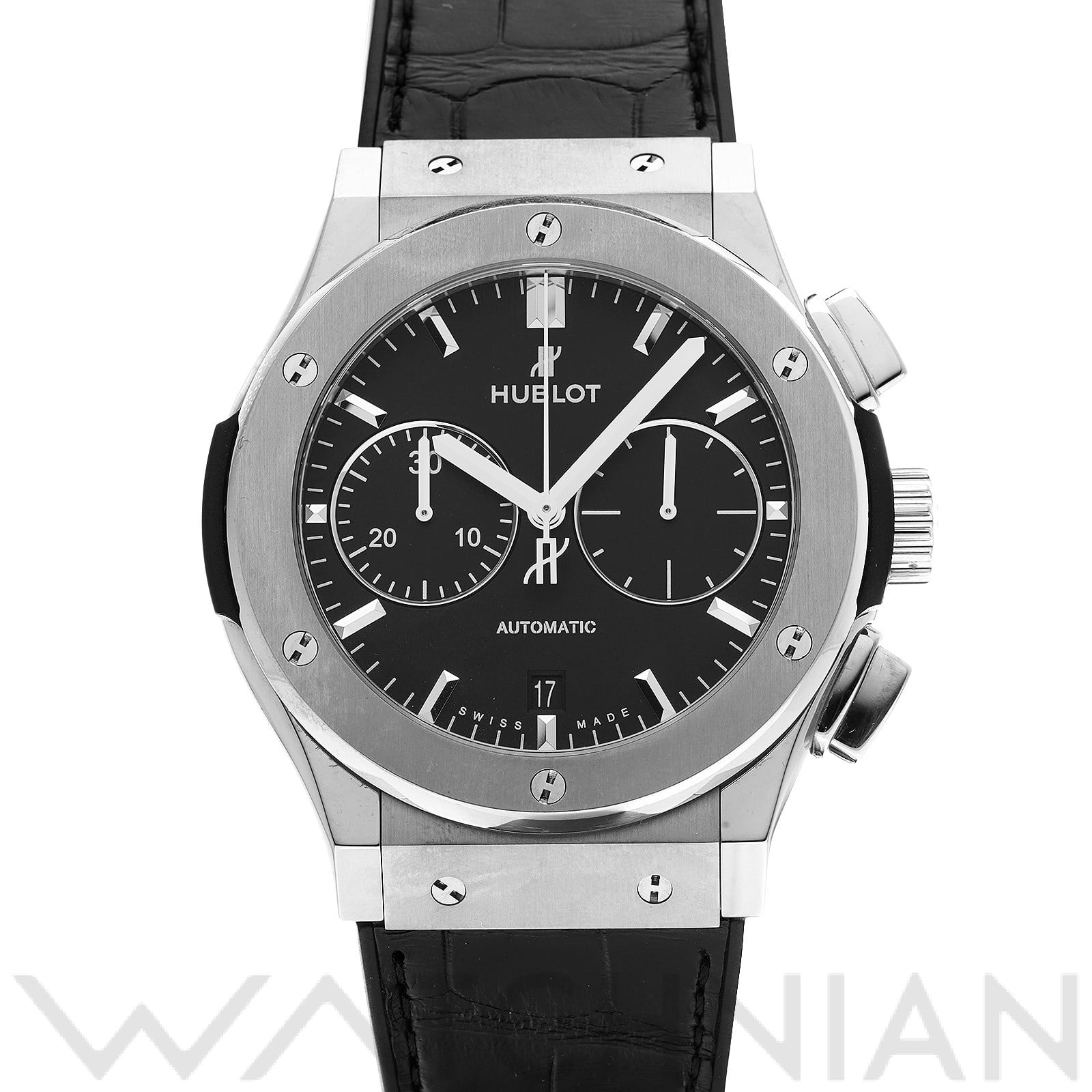 クラシックフュージョン クロノグラフ チタニウム 521.NX.1171.LR マットブラック ウブロ HUBLOT メンズ 【中古】