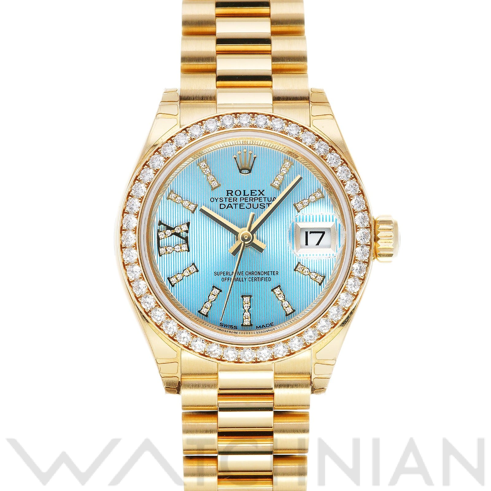 ロレックス デイトジャスト レディ 28 279138RBR コーンフラワーブルー/ダイヤモンド レディース 時計 【中古】【wristwatch】