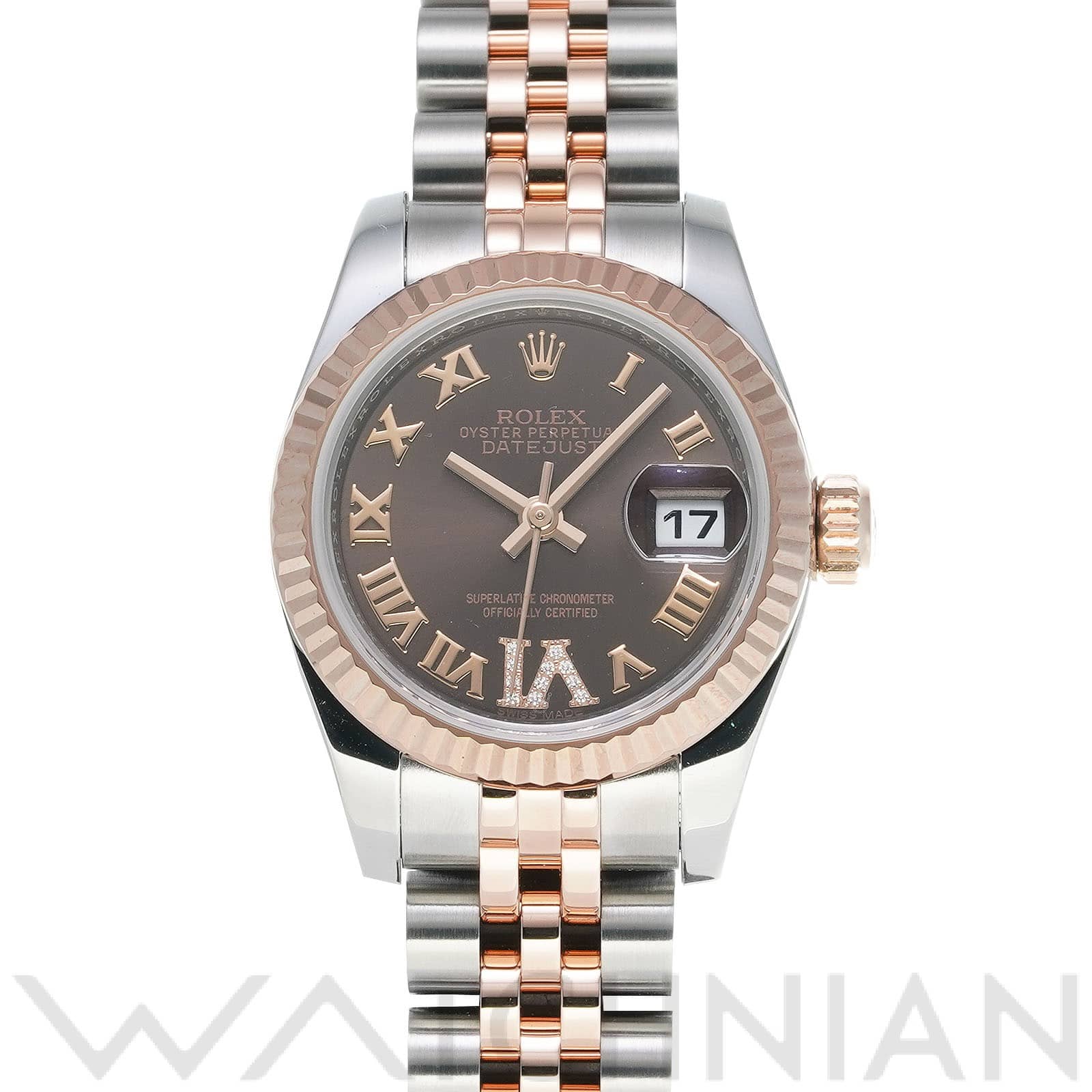 ロレックス デイトジャスト 26 179171 チョコレートブラウン/ダイヤモンド レディース 時計 【中古】【wristwatch】