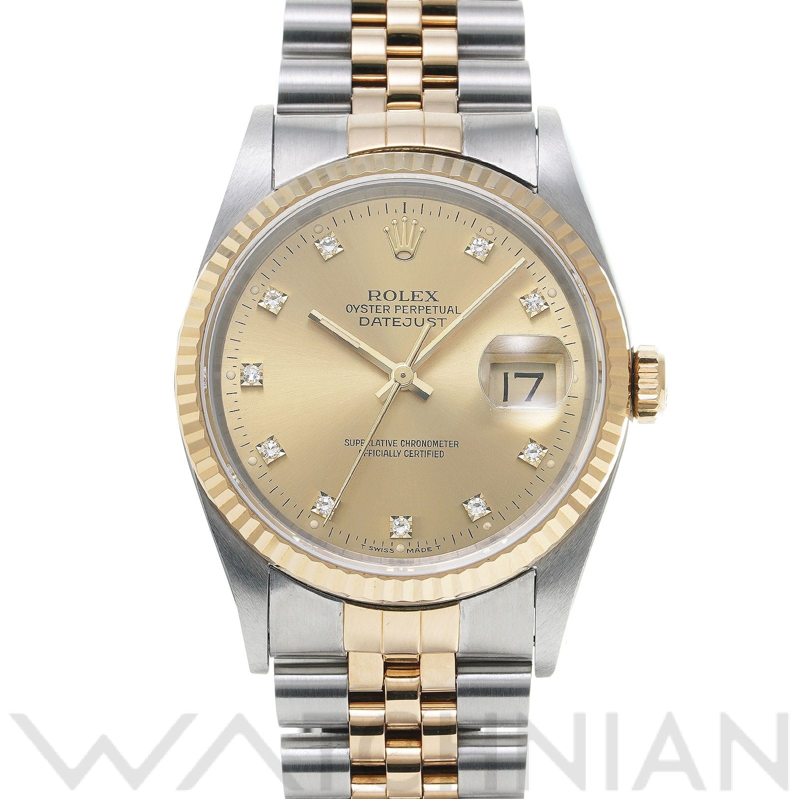 ロレックス デイトジャスト 36 16233G シャンパン/ダイヤモンド メンズ 時計 【中古】【wristwatch】