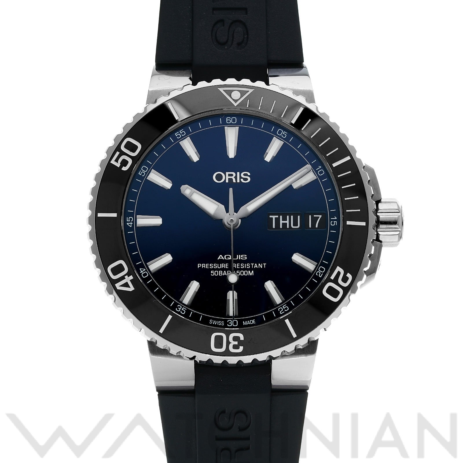 アクイス ビッグデイデイト 01 752 7733 4135-07 4 24 64EB ブルー オリス ORIS メンズ 【中古】