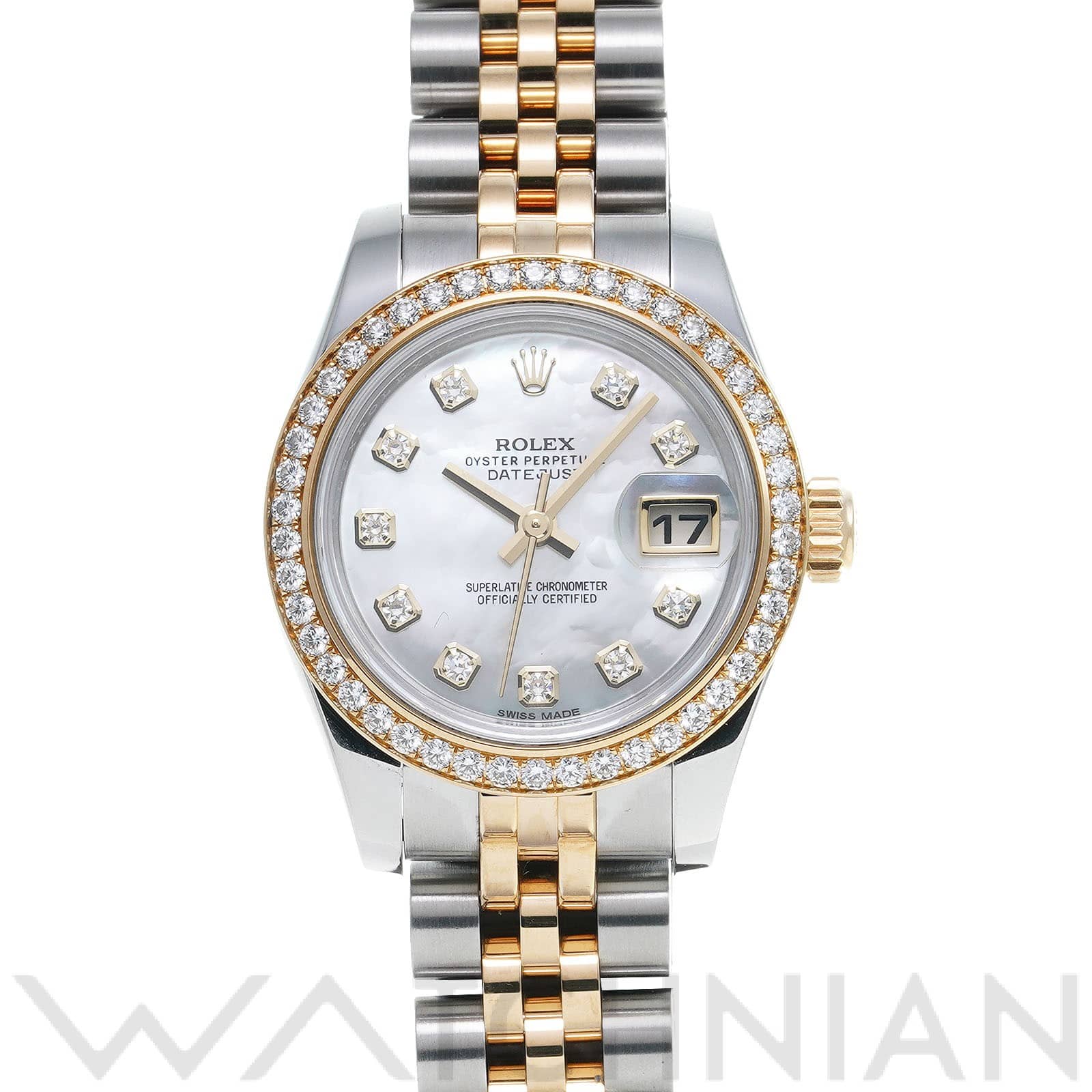 ロレックス レディ デイトジャスト 26 179383NG ホワイトシェル/ダイヤモンド レディース 時計 【中古】【wristwatch】