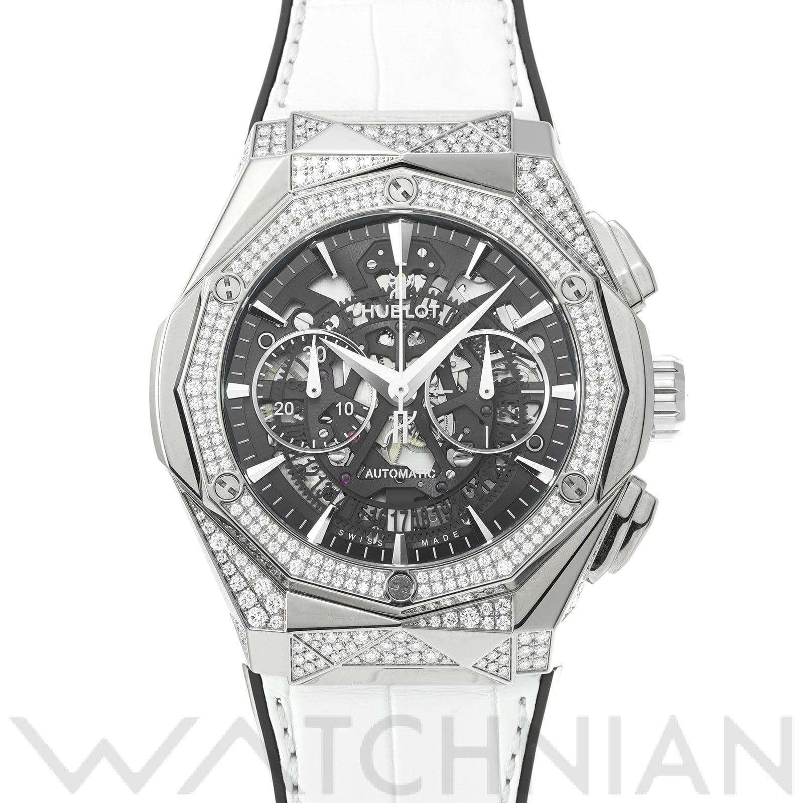 クラシックフュージョン アエロフュージョン クロノグラフ オーリンスキー チタニウム オルタナティブ パヴェ 525.NX.0170.RX.1804.ORL18 スケルトン ウブロ HUBLOT メンズ 【中古】