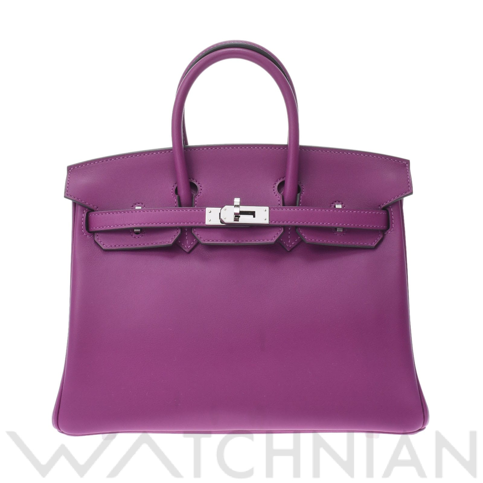 バーキン 25 アネモネ(紫)/パラジウム金具 ヴォースイフト HERMES エルメス レディース 【中古】