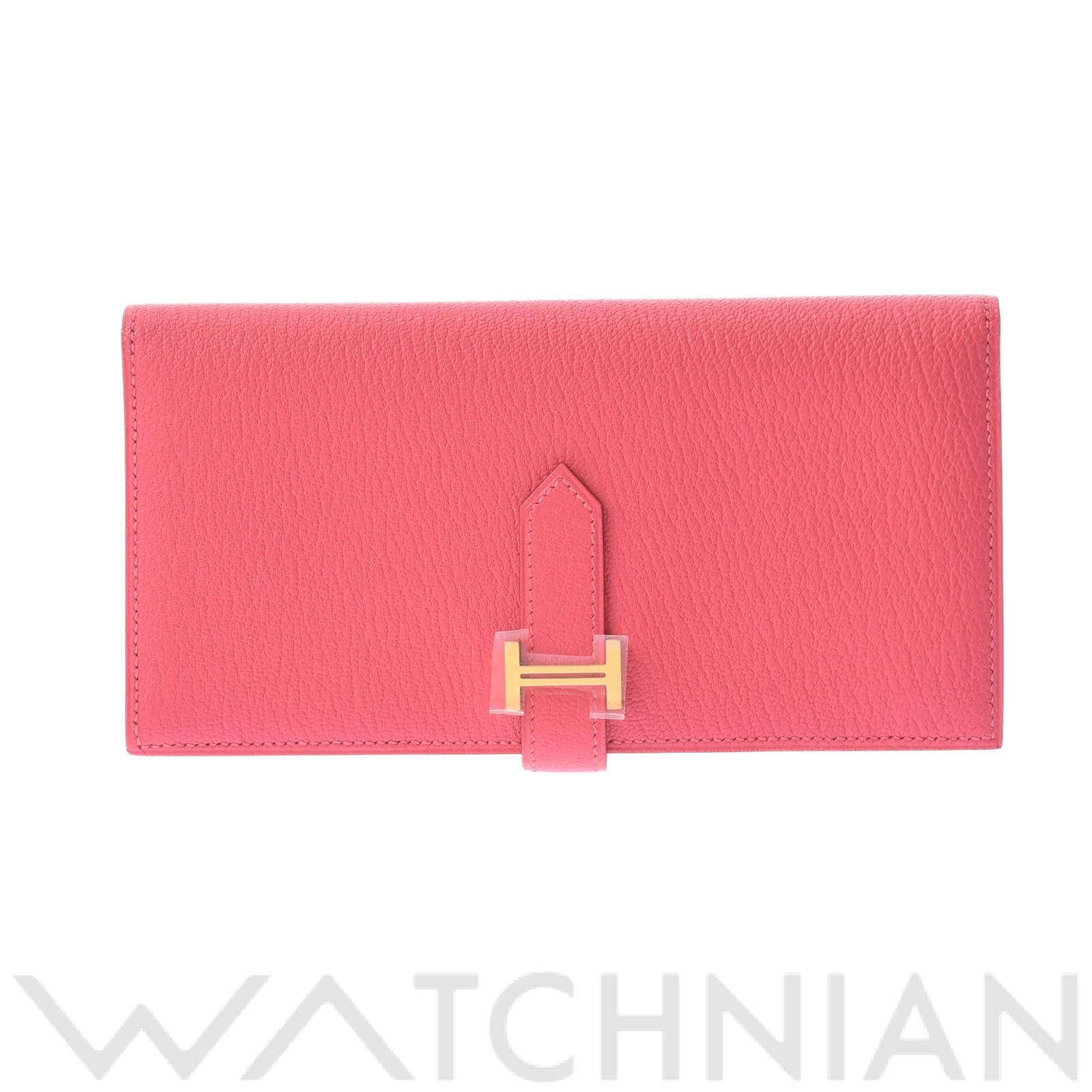 エルメス ベアンスフレ ローズアザレ/ゴールド金具 シェーブル レディース 財布 【未使用】【purse】