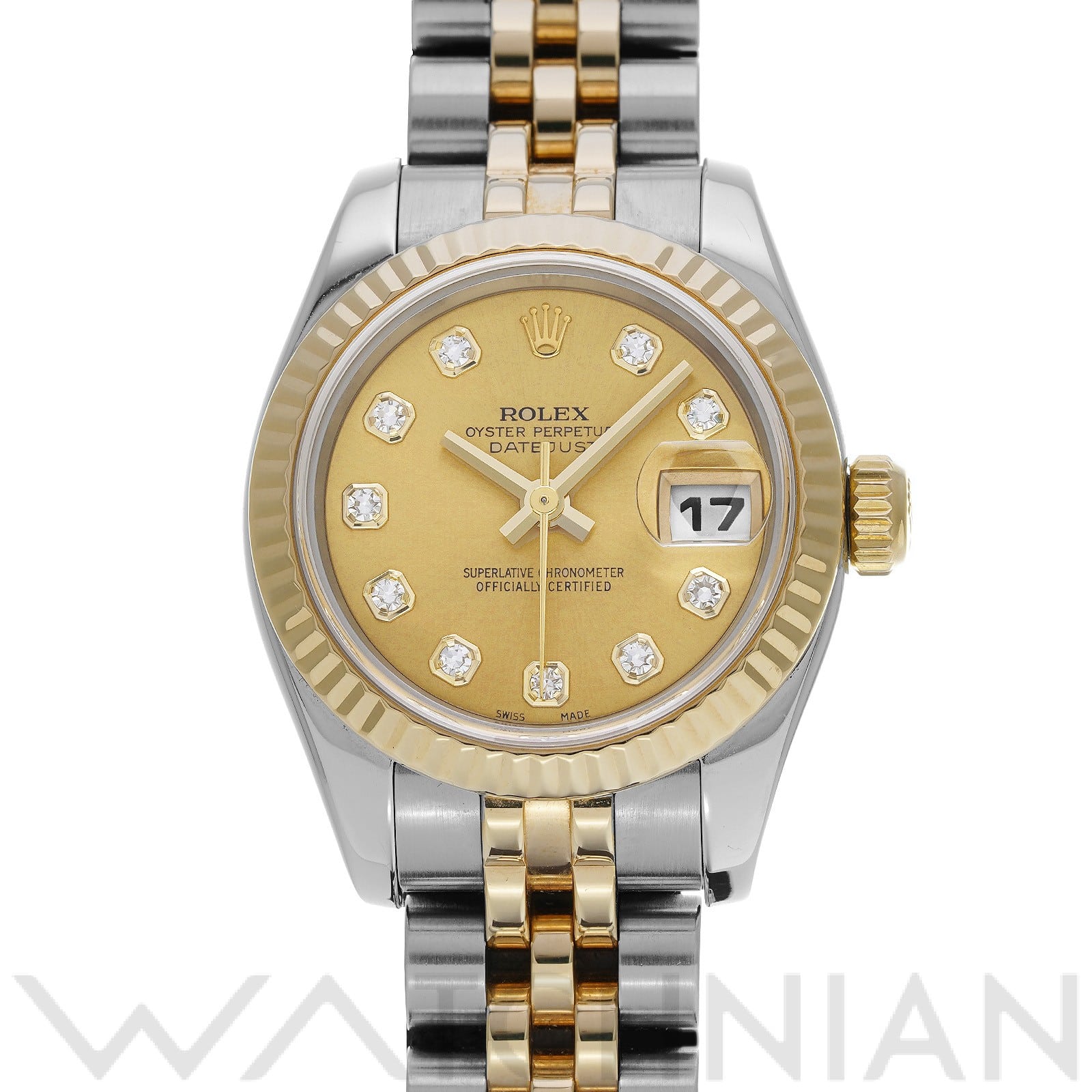 ロレックス レディ デイトジャスト 26 179173G シャンパン/ダイヤモンド レディース 時計 【中古】【wristwatch】