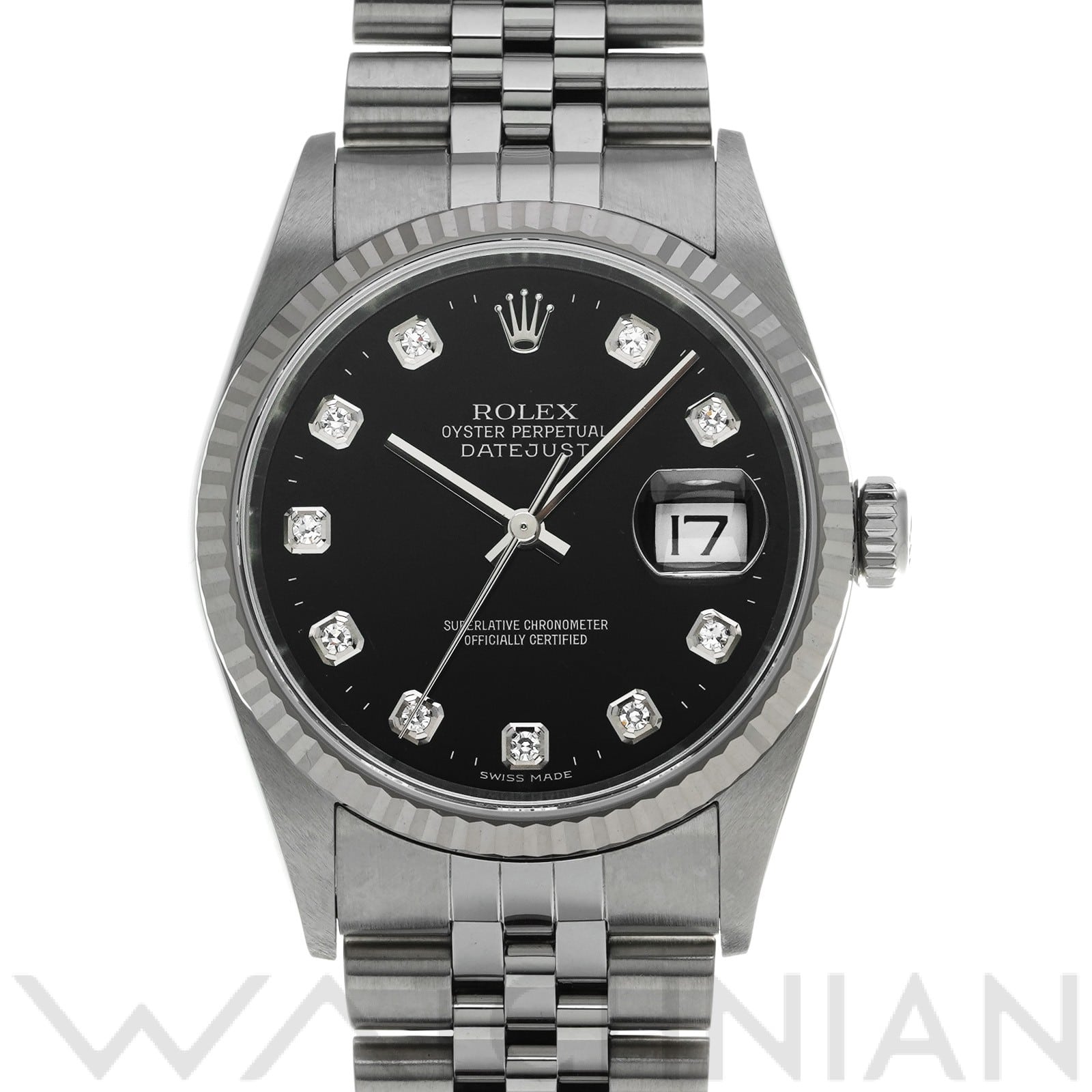 ロレックス デイトジャスト 16234G ブラック/ダイヤモンド メンズ 時計 【中古】【wristwatch】