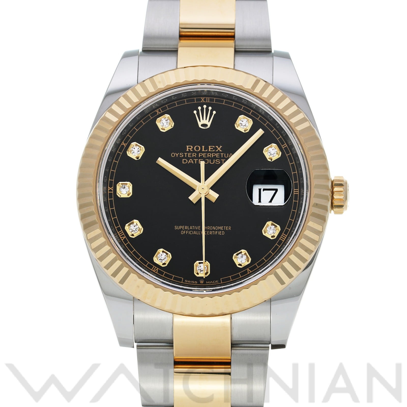 ロレックス デイトジャスト 41 126333G ブライトブラック/ダイヤモンド メンズ 時計 【中古】【wristwatch】