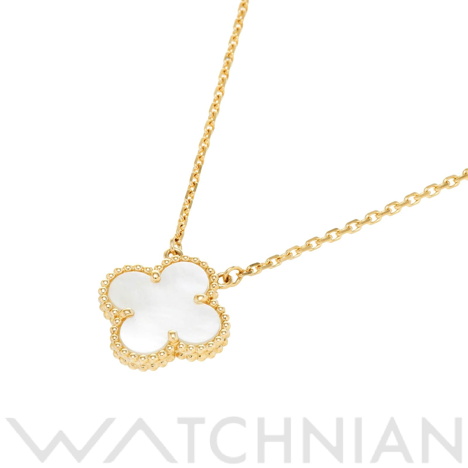 ヴァン クリーフ&アーペル ヴィンテージ アルハンブラ ペンダント ネックレス VCARA45900 K18イエローゴールド YG/ホワイトシェル レディース ジュエリー 【中古】【jewelry】