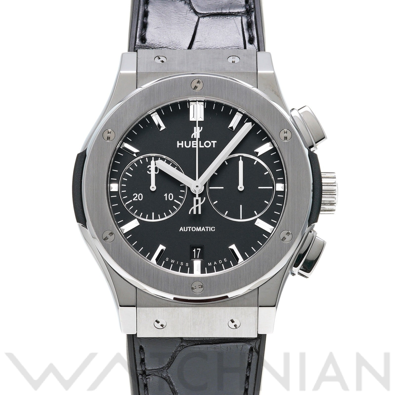 クラシックフュージョン クロノグラフ チタニウム 521.NX.1171.LR マットブラック ウブロ HUBLOT メンズ 【中古】