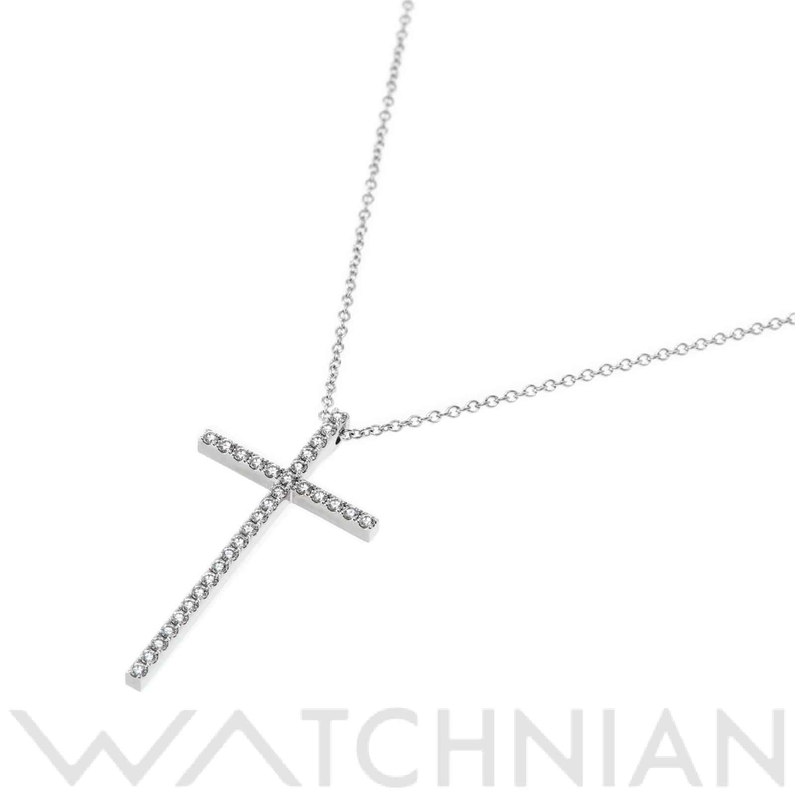 (新品仕上げ済) ティファニー TIFFANY メトロ クロス ネックレス 十字架 ミディアム K18 WG × ダイヤモンド  8967