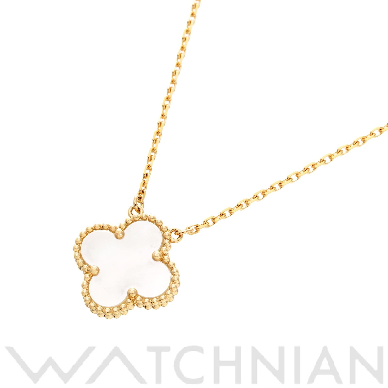 ヴァン クリーフ&アーペル ヴィンテージ アルハンブラ ペンダント ネックレス VCARA45900 K18イエローゴールド YG/ホワイトシェル レディース ジュエリー 【中古】【jewelry】