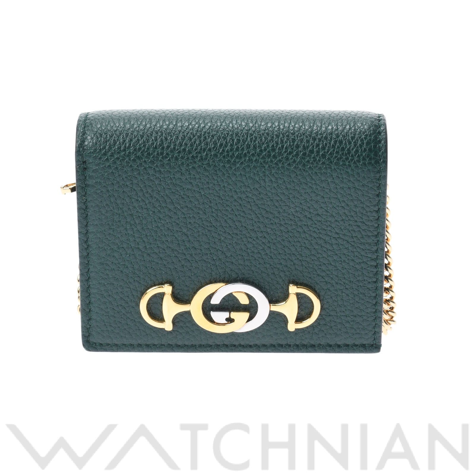 グッチ / GUCCI ズゥミ チェーンウォレット グリーン/ゴールド金具 570660 レザー レディース 財布 【未使用】【purse】