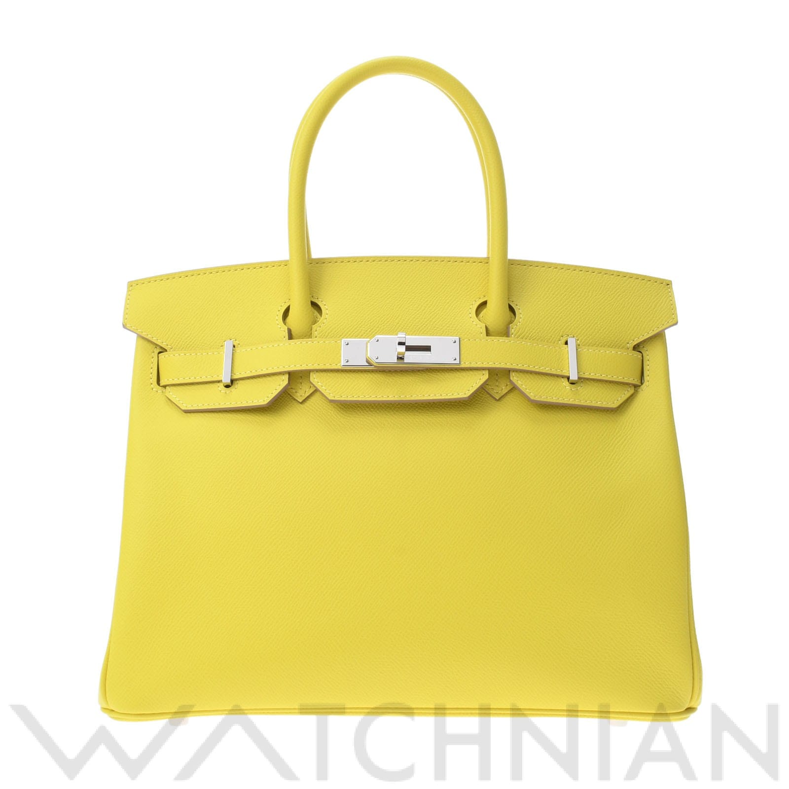 バーキン 30 ライム/パラジウム金具 ヴォーエプソン HERMES エルメス レディース 【中古】