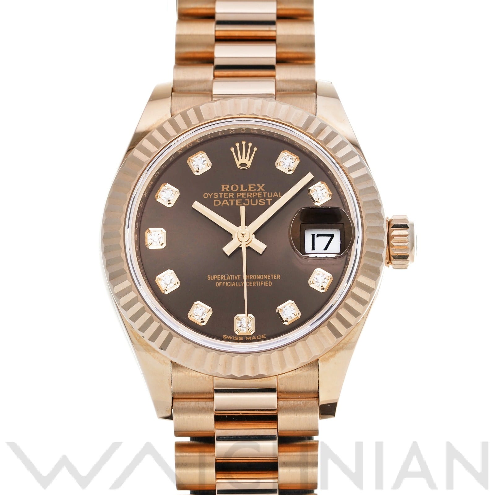ロレックス レディ デイトジャスト 28 279175G チョコレート/ダイヤモンド レディース 時計 【中古】【wristwatch】