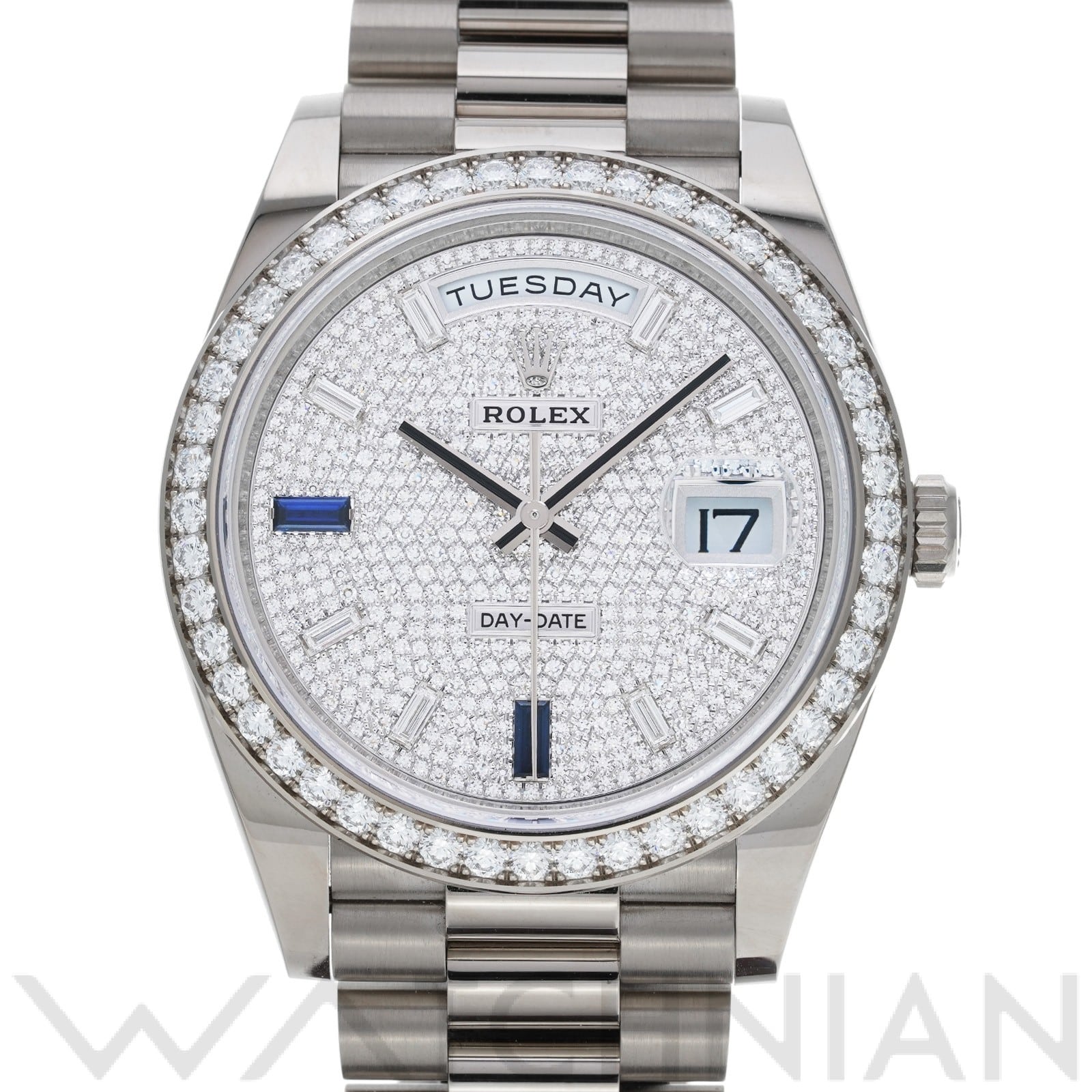 ロレックス デイデイト 40 228349RBR パヴェダイヤモンド/ダイヤモンド/サファイア メンズ 時計 【中古】【wristwatch】