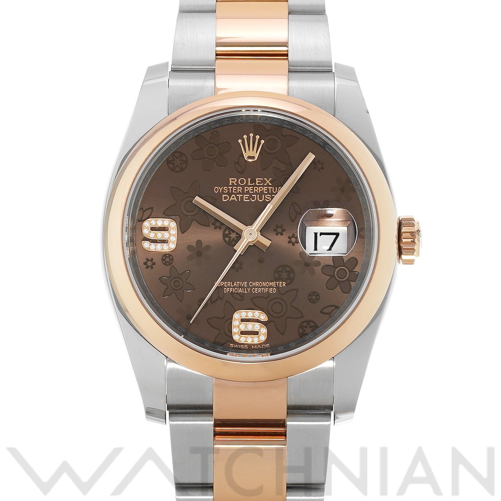 ロレックス デイトジャスト 36 116201 チョコレートフラワー/ダイヤモンド メンズ 時計 【中古】【wristwatch】