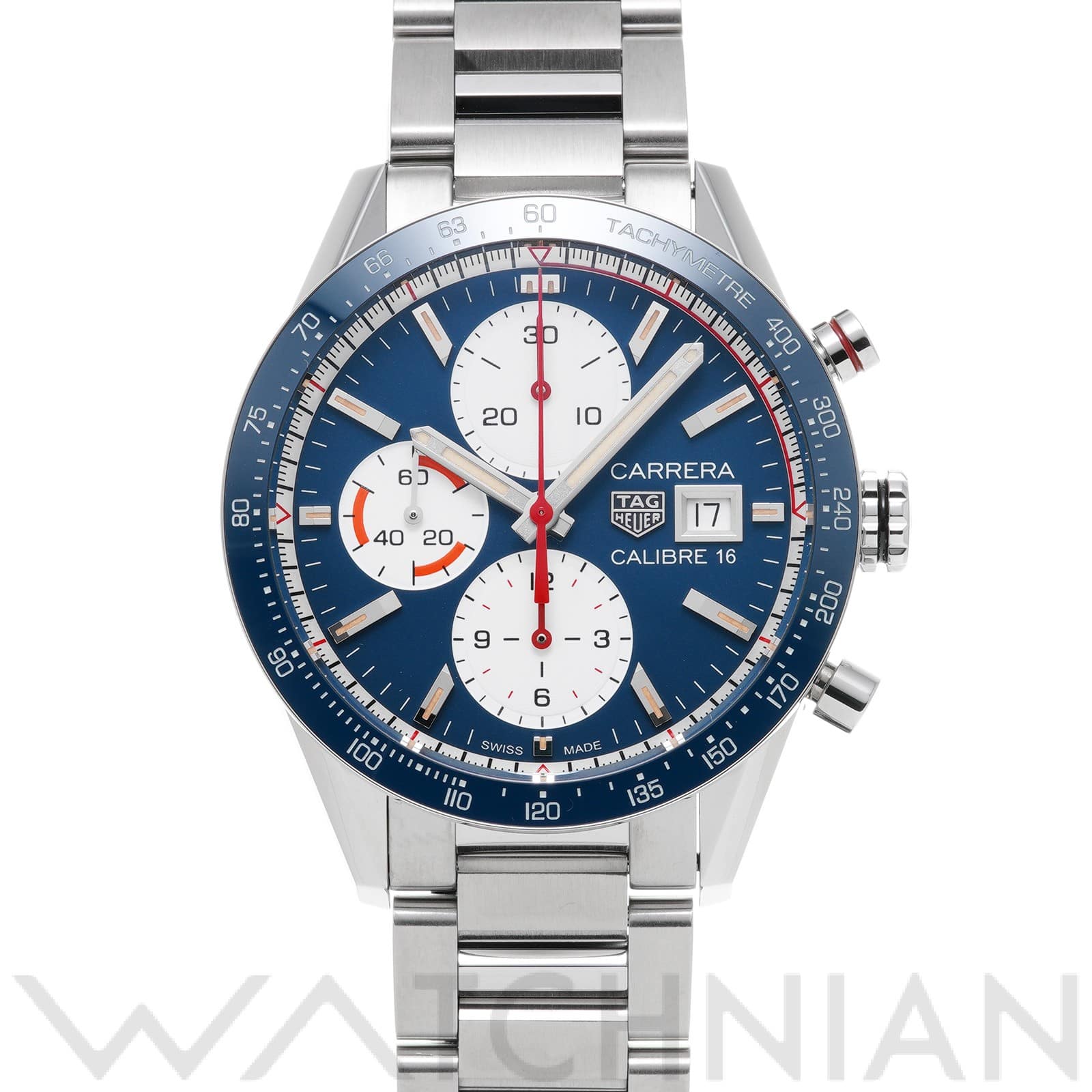 タグ ホイヤー / TAG HEUER カレラ キャリバー16 クロノグラフ CV201AR.BA0715 ブルー/ホワイト メンズ 時計 【中古】【wristwatch】