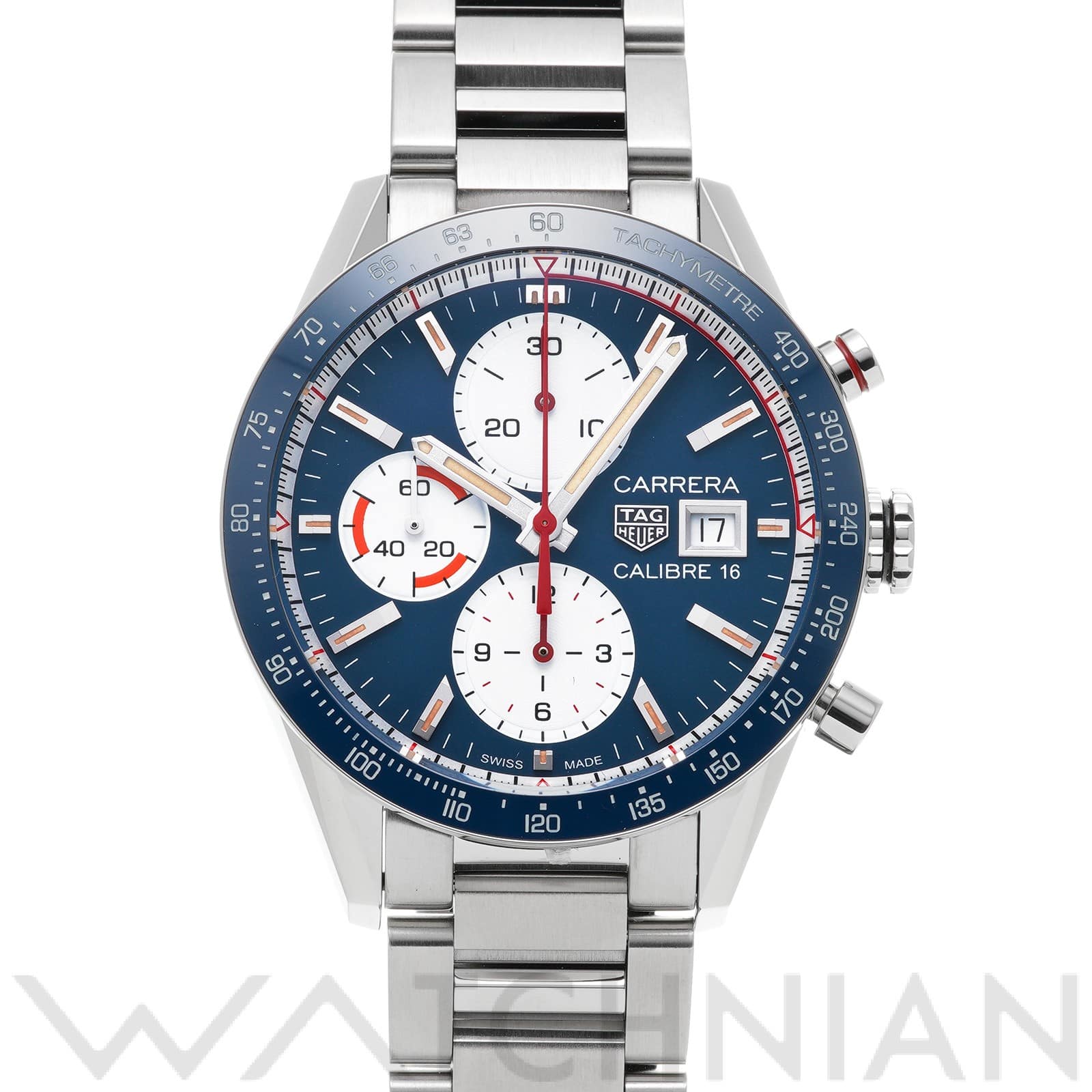 タグ ホイヤー / TAG HEUER カレラ キャリバー16 クロノグラフ CV201AR.BA0715 ブルー/ホワイト メンズ 時計 【中古】【wristwatch】