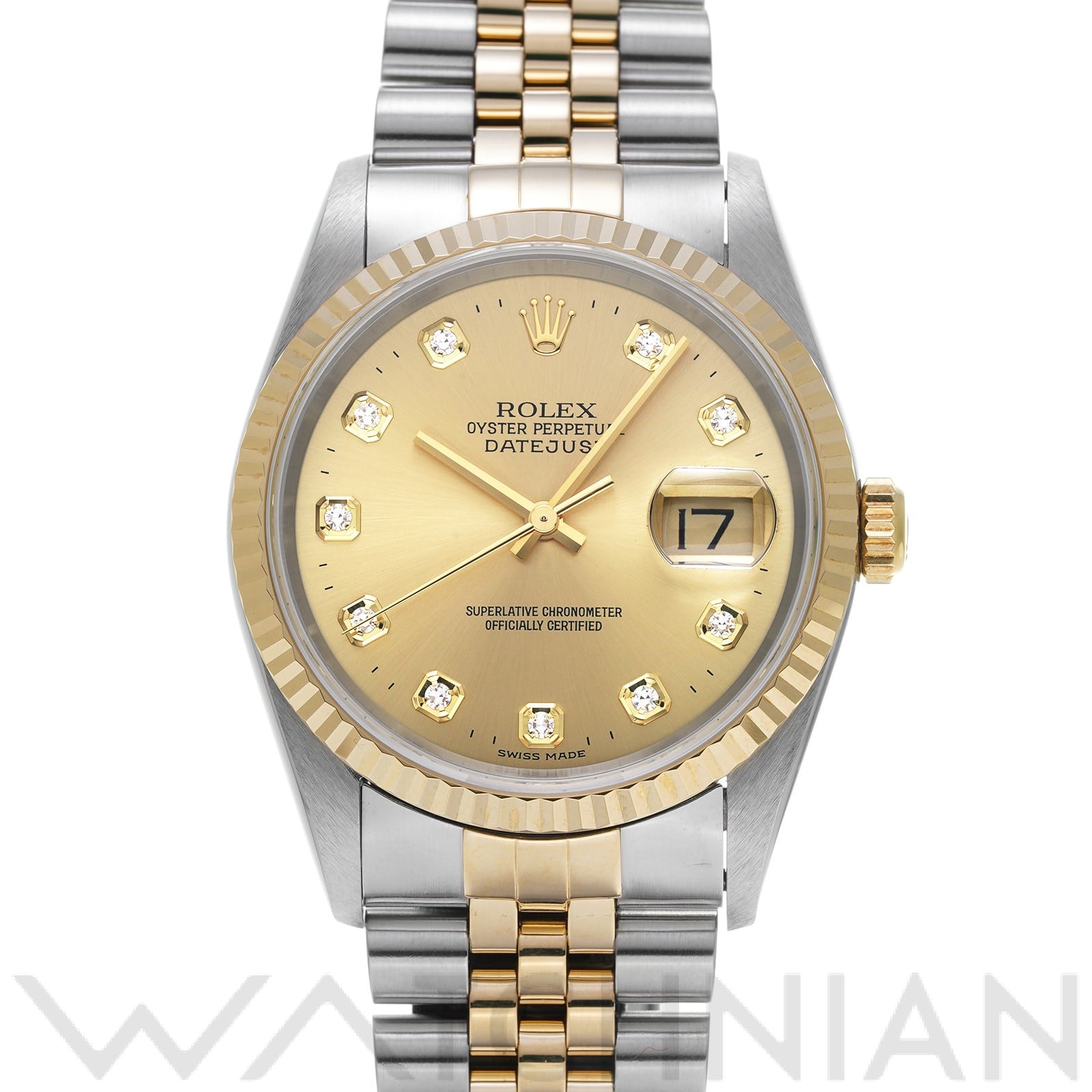 ロレックス デイトジャスト 16233G シャンパン/ダイヤモンド メンズ 時計 【中古】【wristwatch】