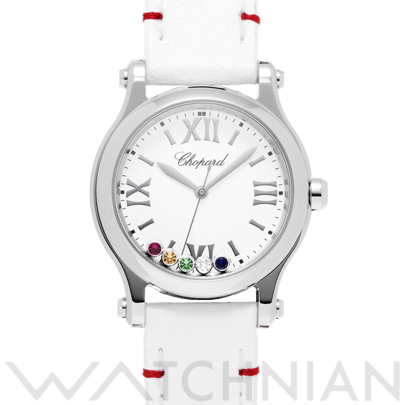 ショパール ハッピースポーツ 日本限定 278590-3009 ホワイト/ダイヤモンド/ルビー/ツァボライト/サファイア レディース 時計 【中古】【wristwatch】