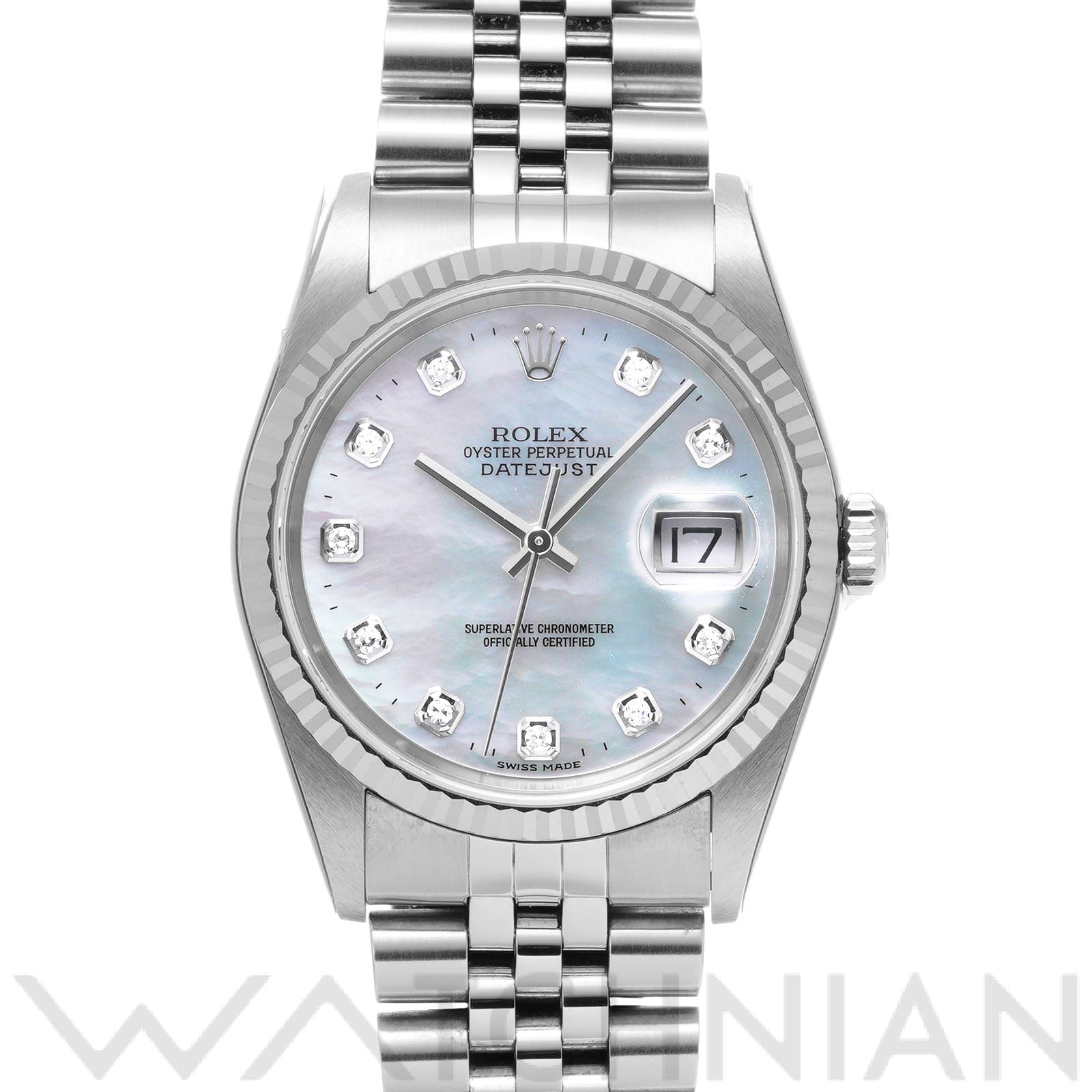 ロレックス デイトジャスト 16234NG ホワイトシェル/ダイヤモンド メンズ 時計 【中古】【wristwatch】