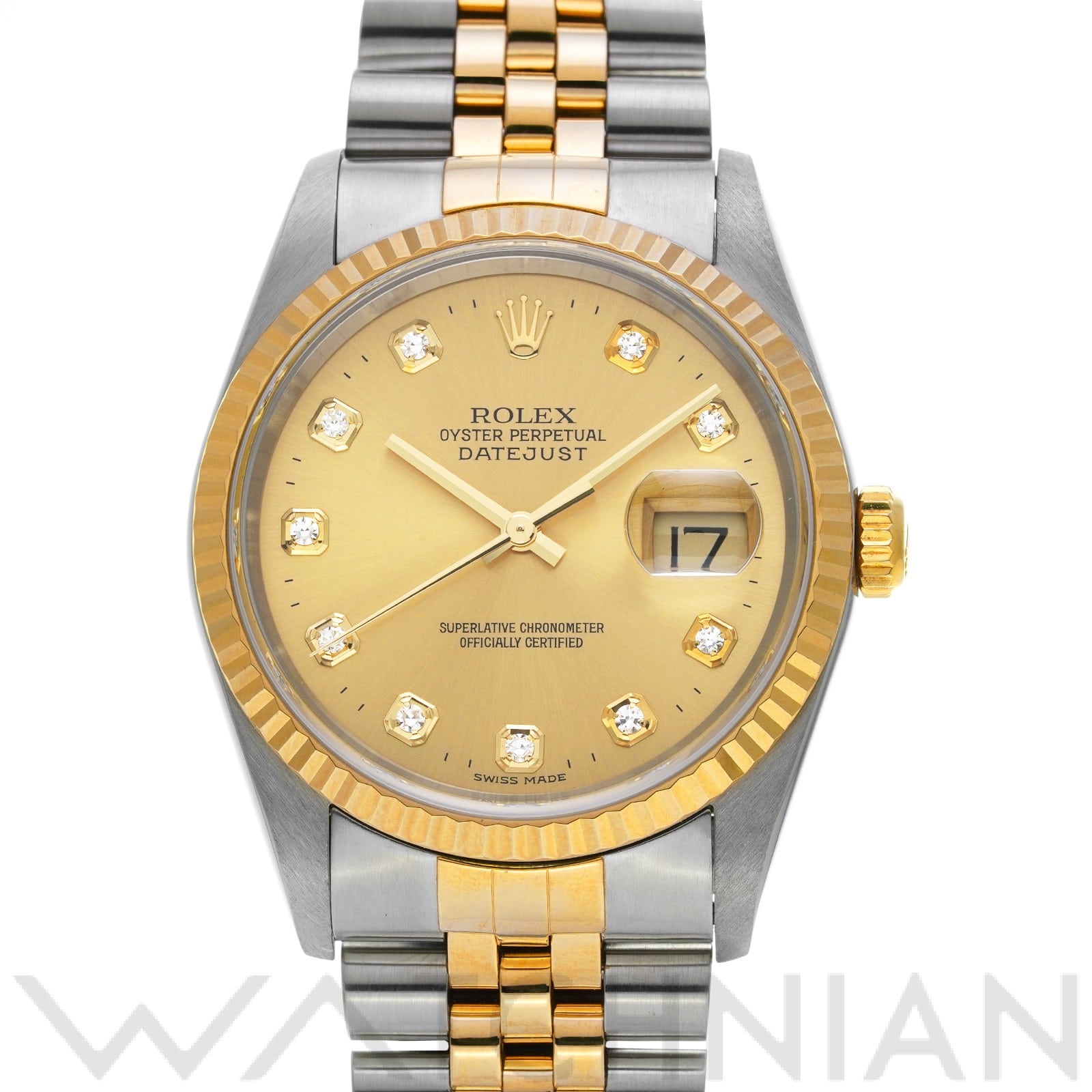 ロレックス デイトジャスト 16233G シャンパン/ダイヤモンド メンズ 時計 【中古】【wristwatch】