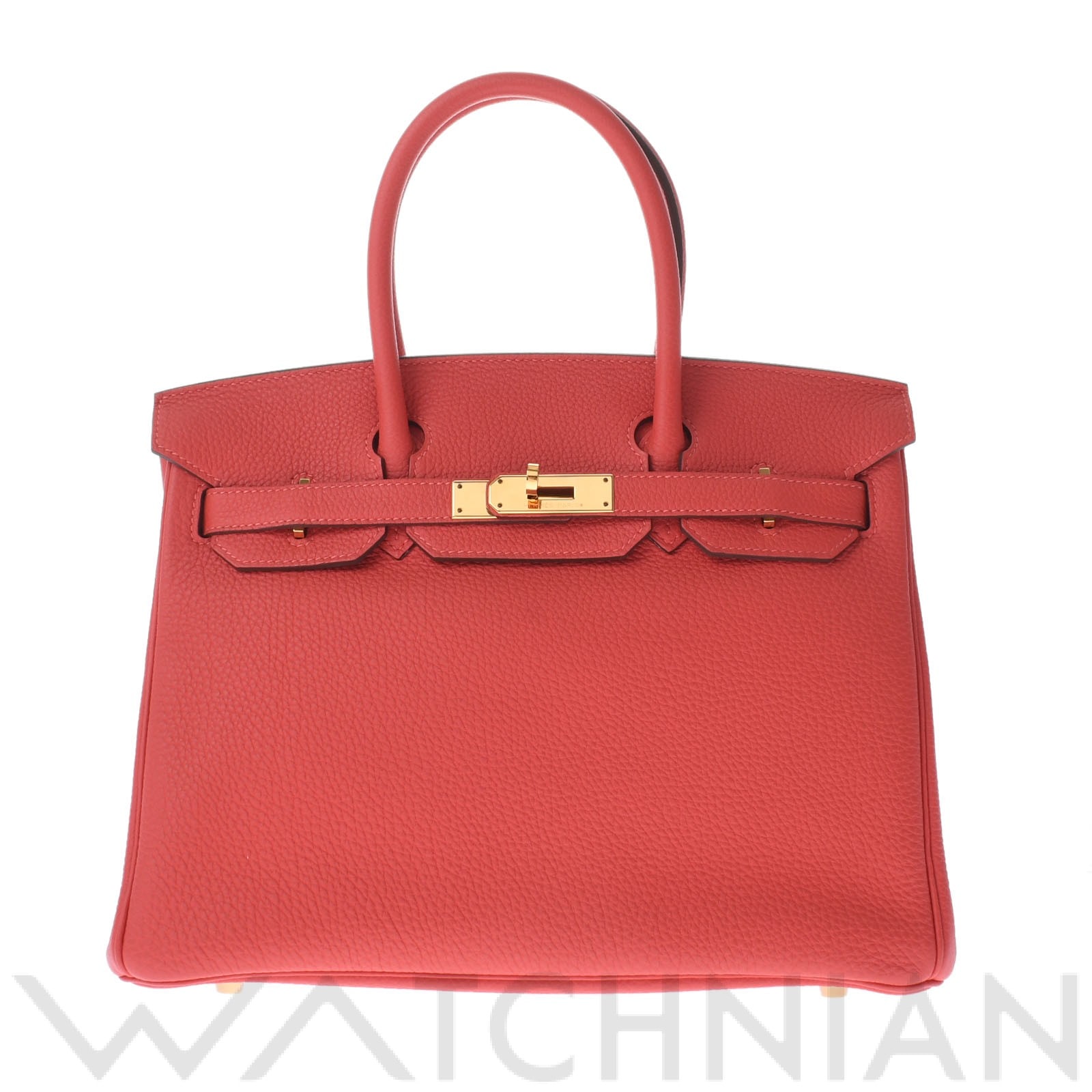 バーキン 30 ルージュピヴォワンヌ/ゴールド金具 トゴ HERMES エルメス レディース 【中古】