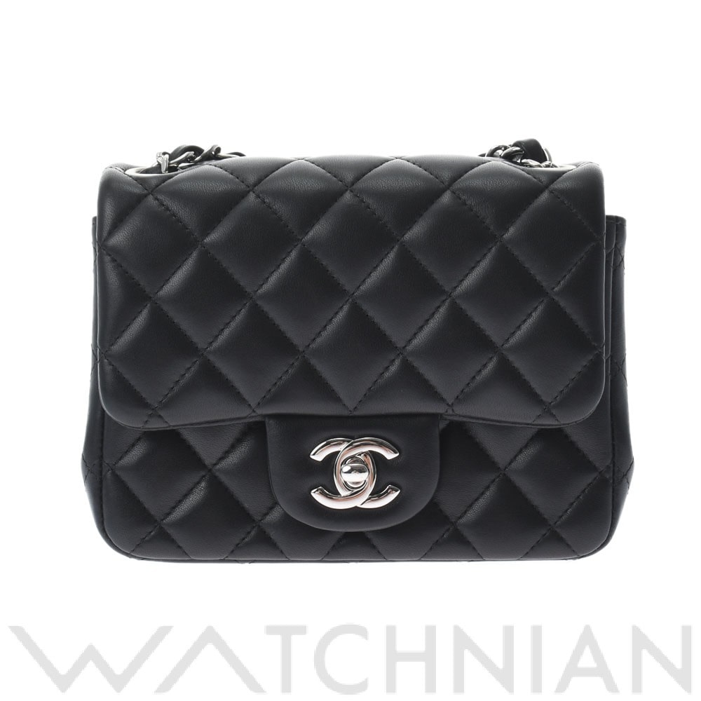 マトラッセ ミニフラップバッグ ブラック/シルバー金具 A35200 ラムスキン CHANEL シャネル レディース 【中古】
