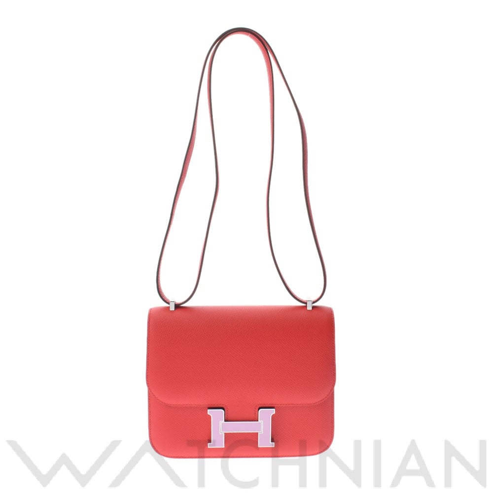 エルメス / HERMES コンスタンス ミニ18 ルージュクー/シルバーラッカー金具 ヴォーエプソン レディース バッグ 【未使用】【bag】