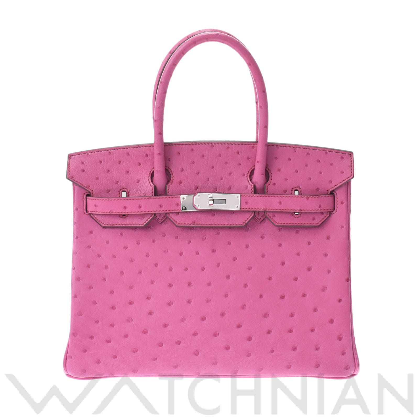 バーキン 30 ローズティリアン/パラジウム金具 オーストリッチ HERMES エルメス レディース 【中古】