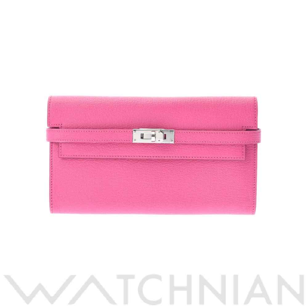 エルメス ケリーウォレット ローズティリアン/パラジウム金具 シェーブル レディース 財布 【中古】【purse】
